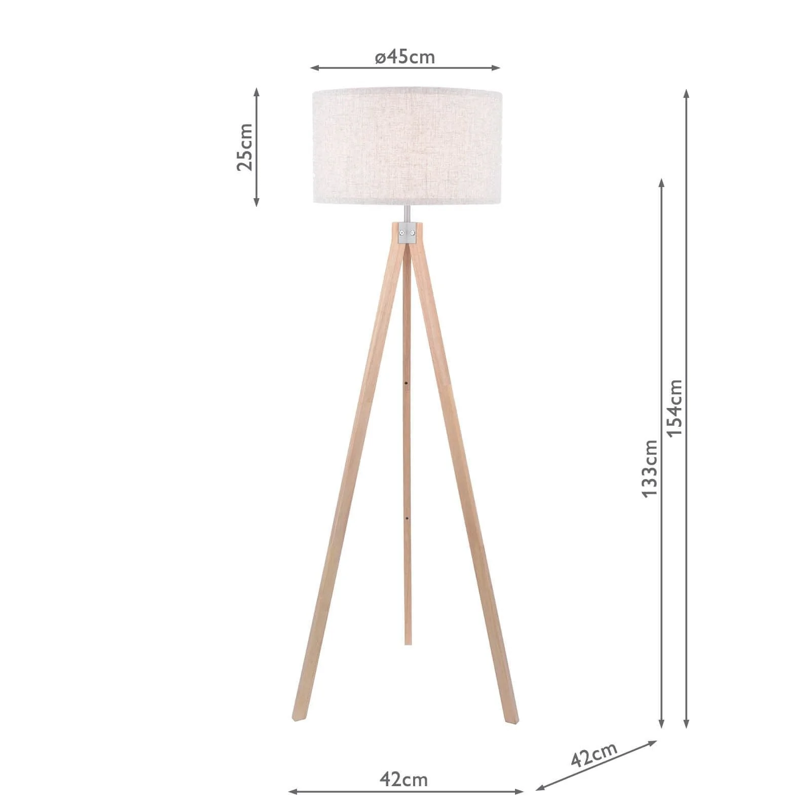 Armitage Tripod Floor Lamp Dark/Light Wood With Shade E27 - Image 8