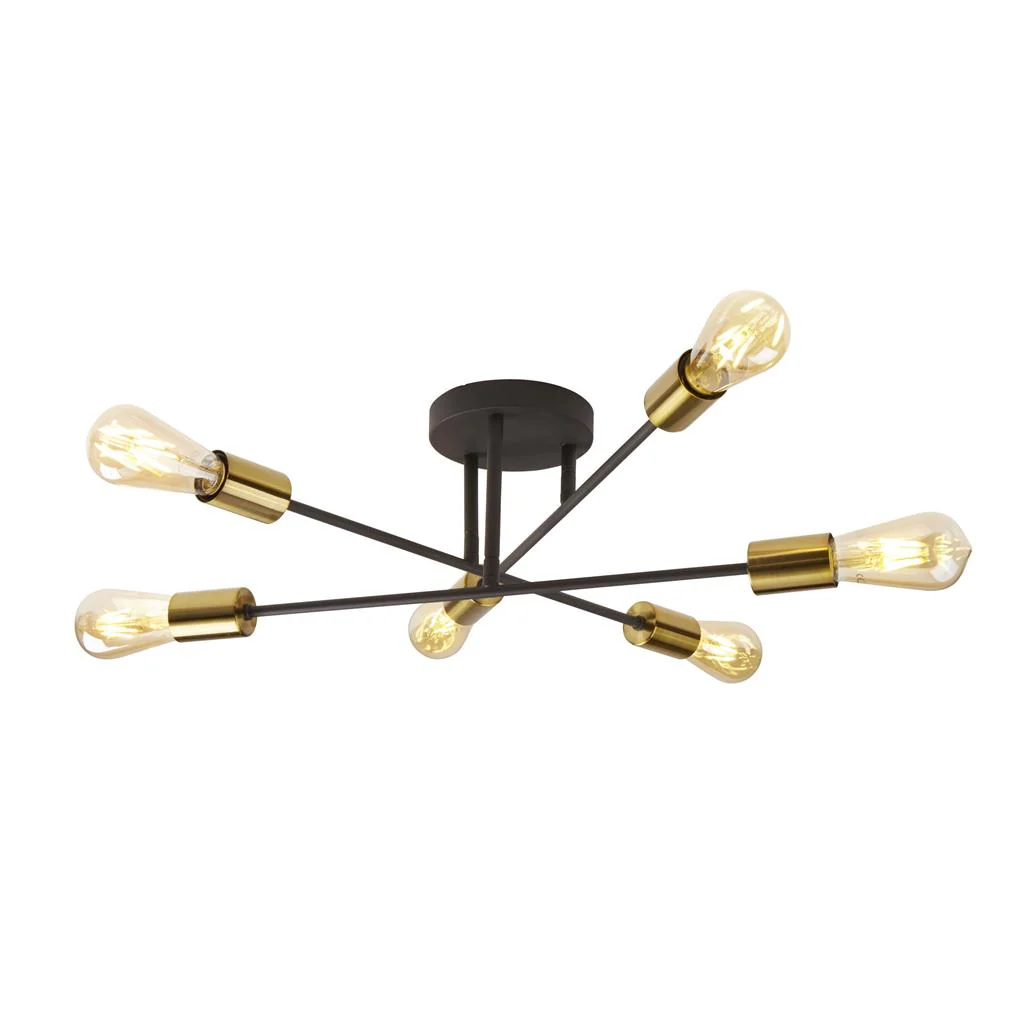 Armstrong 6/8 Lt Semi-Flush - Black & Satin Brass Metal - Image 2