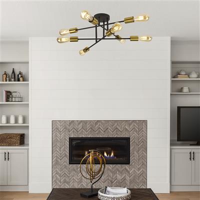 Armstrong 6/8 Lt Semi-Flush - Black & Satin Brass Metal - Image 3