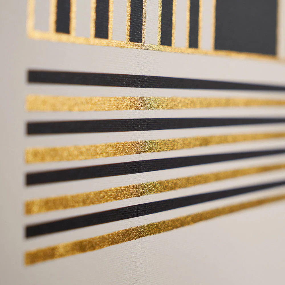 Art Deco Print with Linear Gold Detail and Black Frame - Image 2
