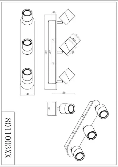 Aruni  2/3Lt Bar Spotlight - Black/White - Image 10