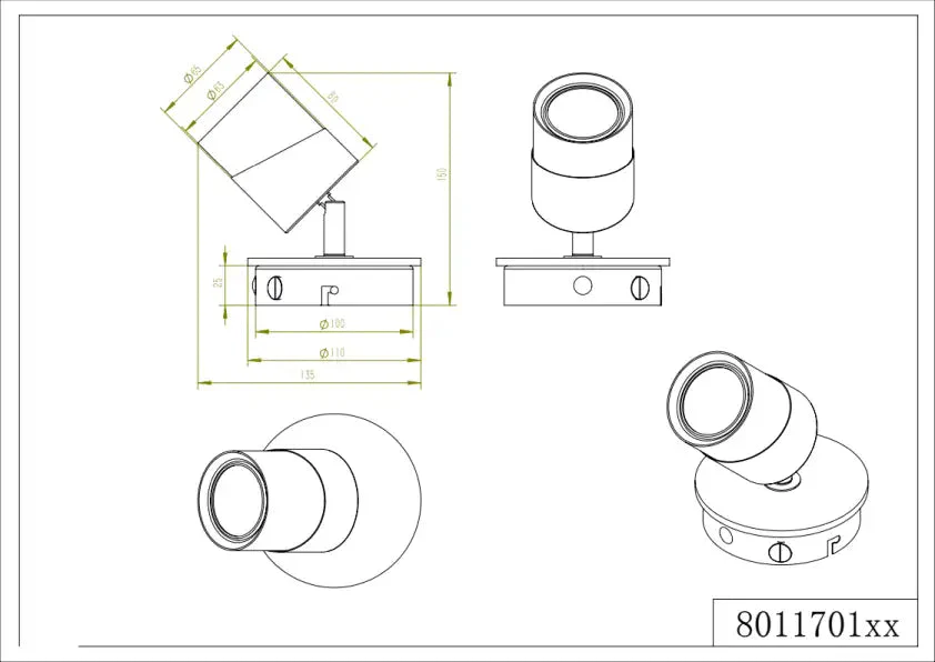 Aruni Wall/Ceiling Spotlight - Black/White - Image 8