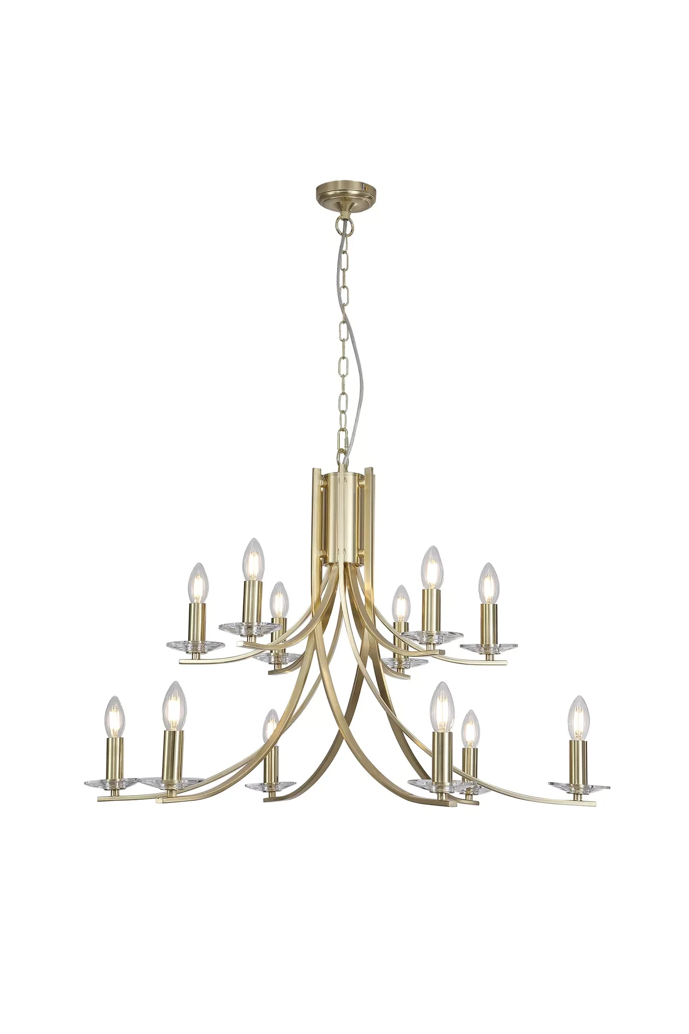 Ascona 12Lt Pendant -Satin Silver & Satin Brass Finishes