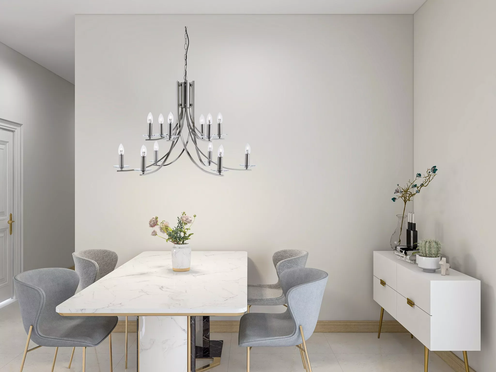 Ascona 12Lt Pendant -Satin Silver & Satin Brass Finishes - Image 3