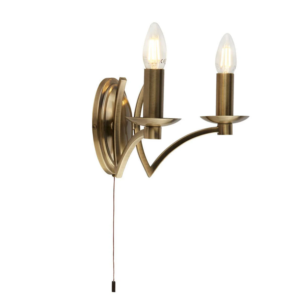 Ascot 2 Light Chrome/Antique Brass Wall Light - Image 2