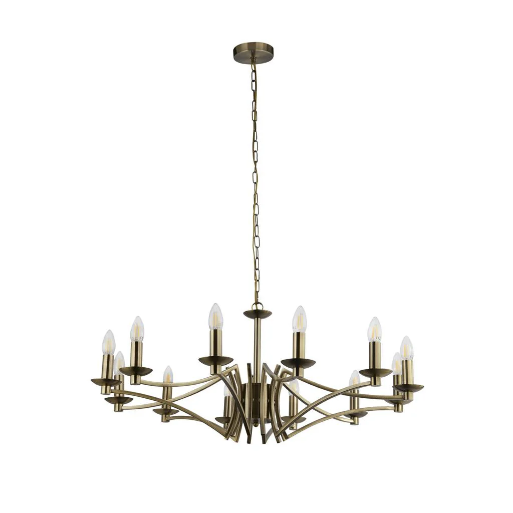 Ascot 6/8Lt Multi-Arm Pendant - Antique Brass/Chrome Finish - Image 14