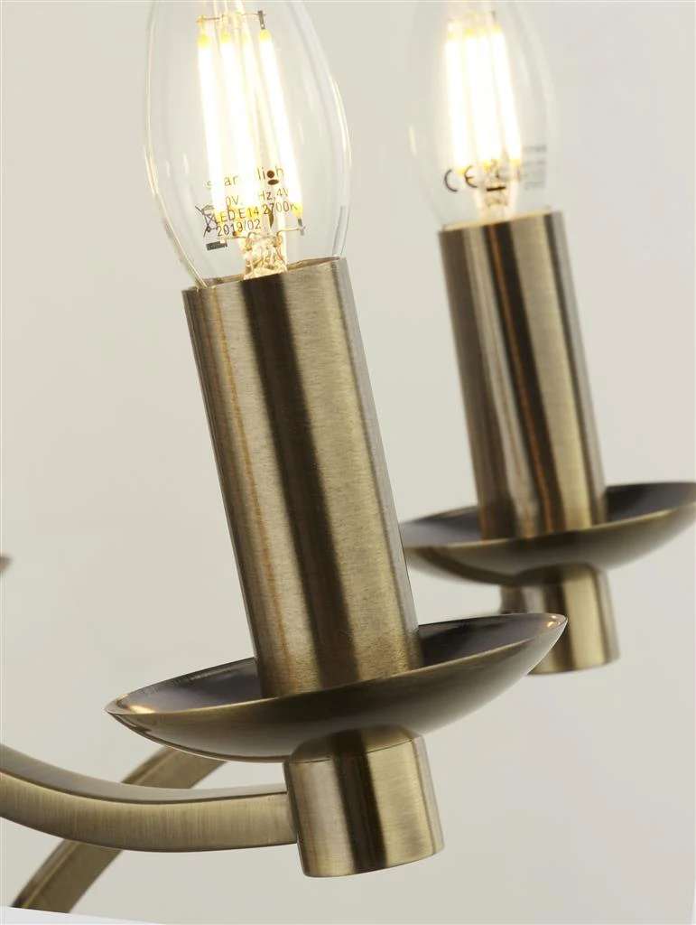 Ascot 6/8Lt Multi-Arm Pendant - Antique Brass/Chrome Finish - Image 15