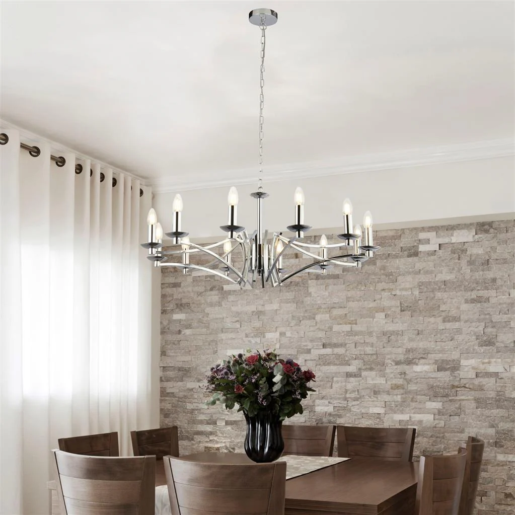 Ascot 6/8Lt Multi-Arm Pendant - Antique Brass/Chrome Finish - Image 21
