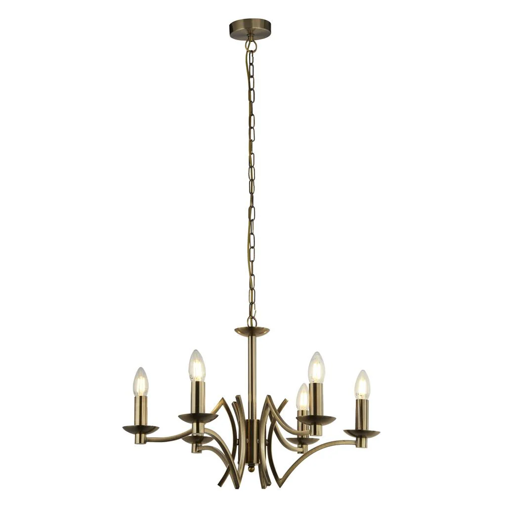 Ascot 6/8Lt Multi-Arm Pendant - Antique Brass/Chrome Finish - Image 22