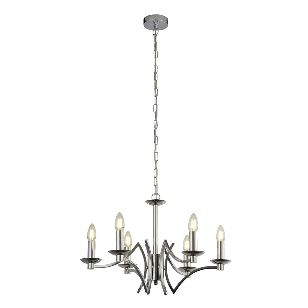 Ascot 6/8Lt Multi-Arm Pendant - Antique Brass/Chrome Finish - Image 23