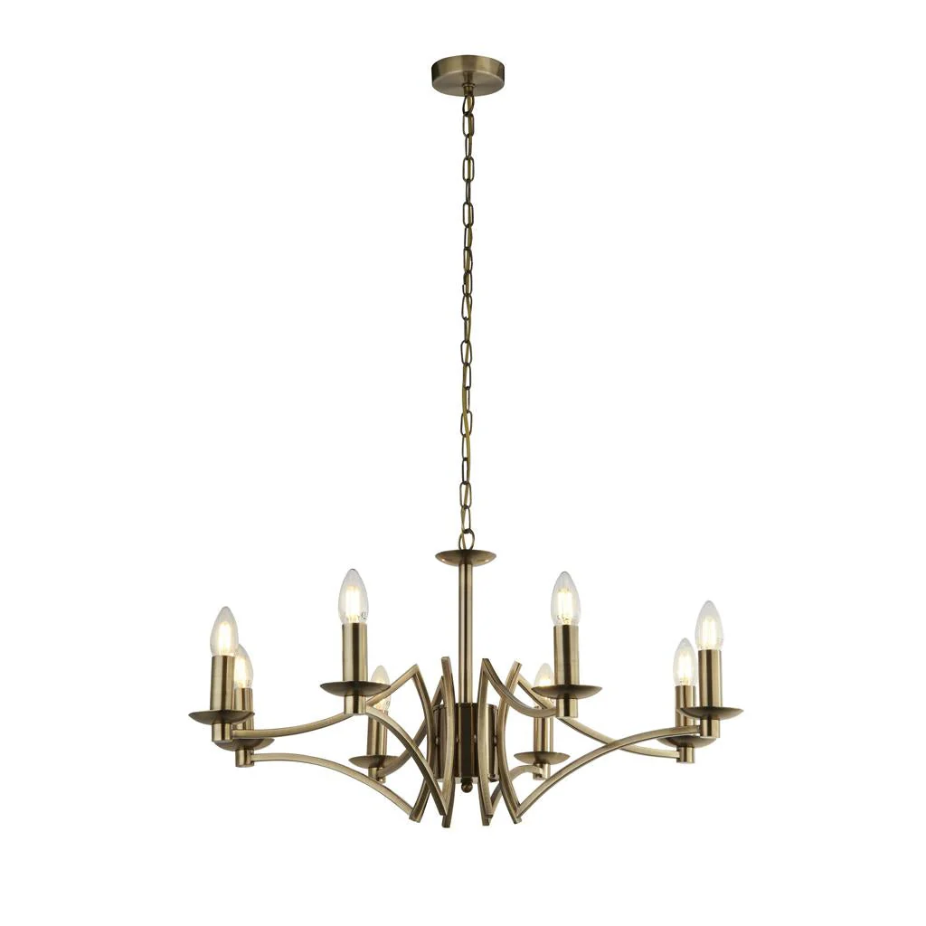 Ascot 6/8Lt Multi-Arm Pendant - Antique Brass/Chrome Finish - Image 24