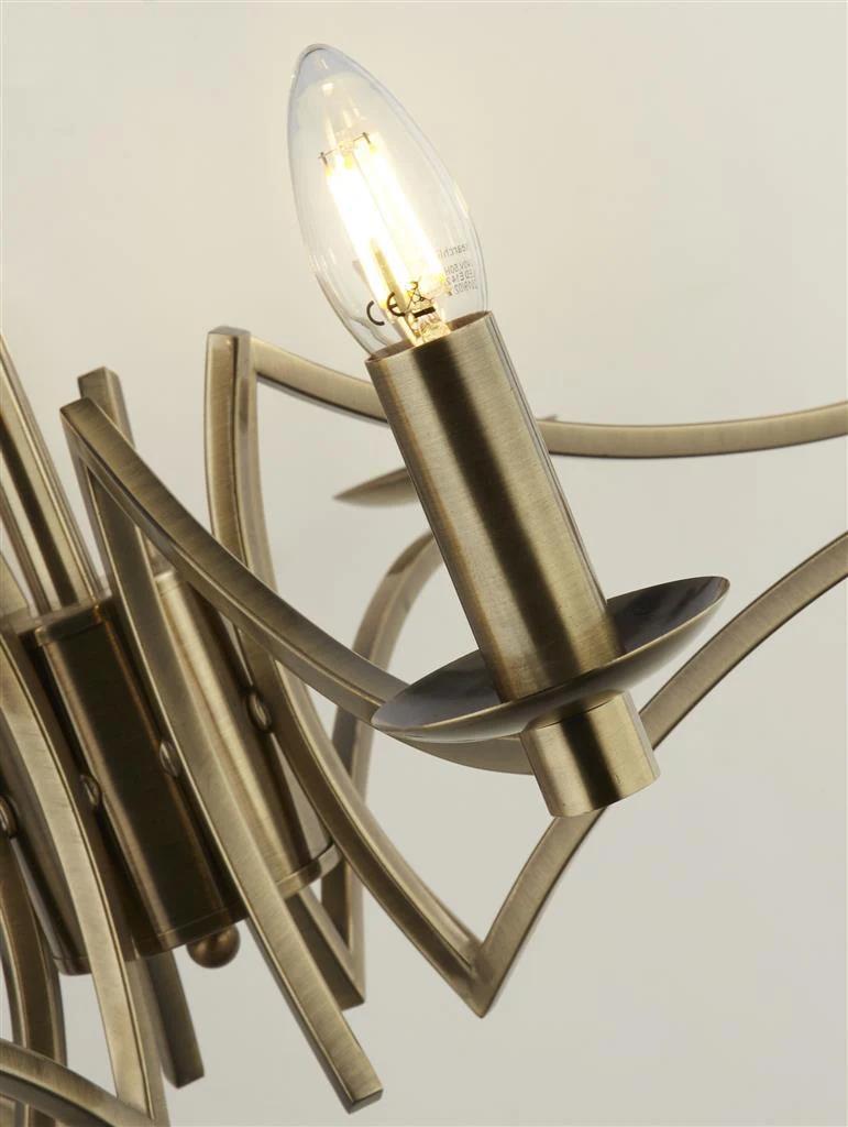 Ascot 6/8Lt Multi-Arm Pendant - Antique Brass/Chrome Finish - Image 7