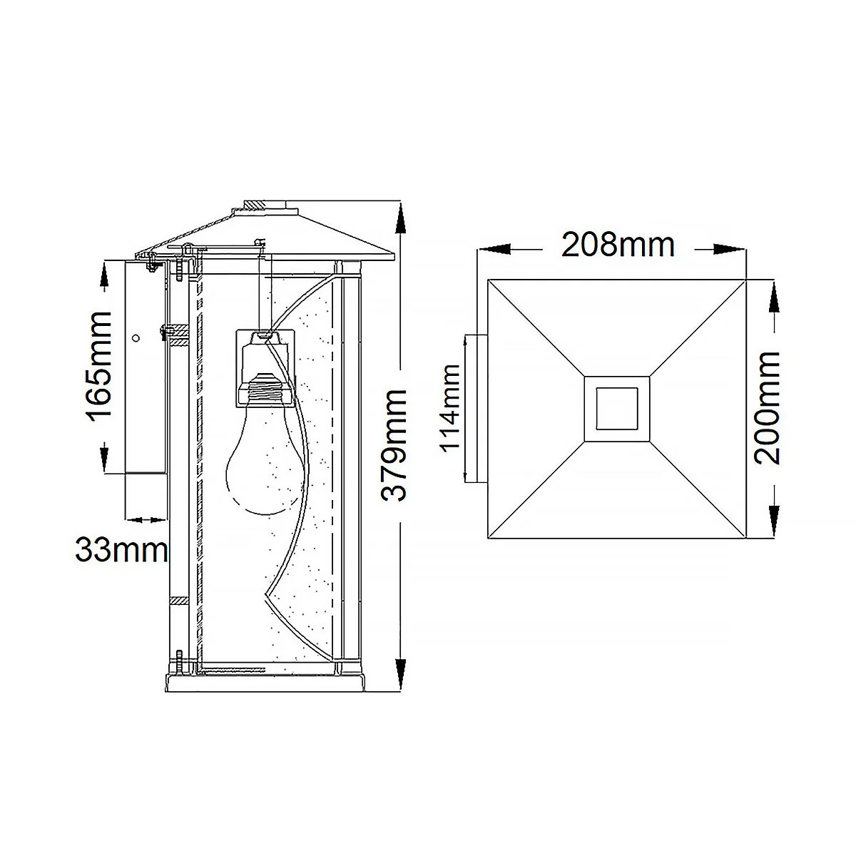 Ashbern 1 Light Small/Medium/Large Outdoor Wall Lantern - Textured Black E27 IP44 - Image 12