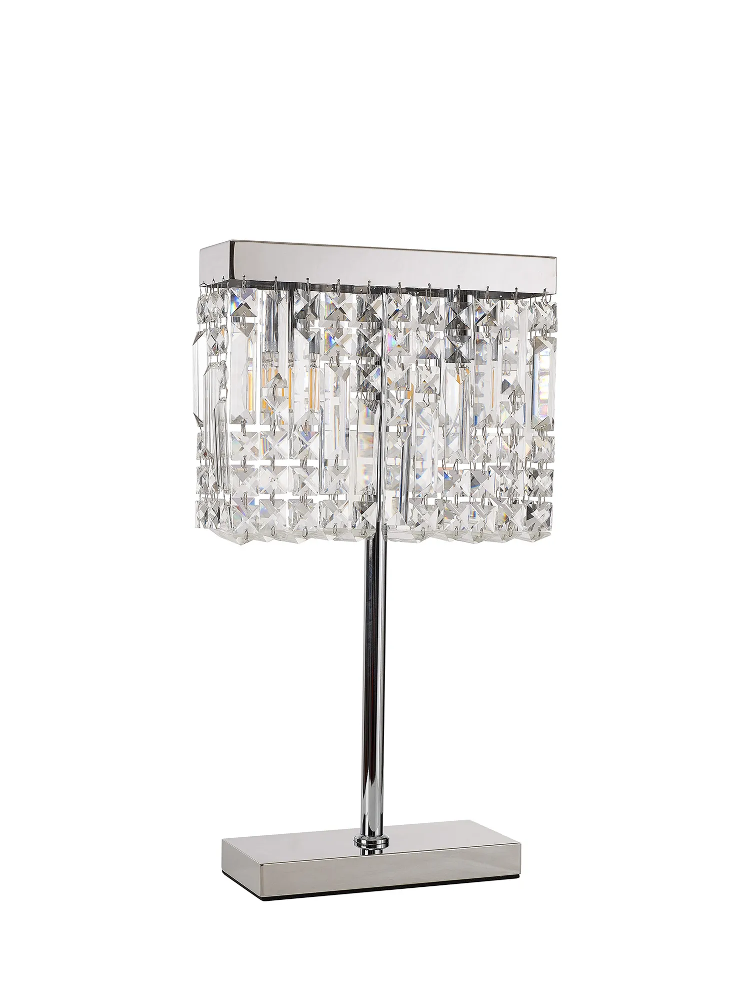 Ashby Rectangular Crystal Table Lamp E14, With Clear Crystal Strands- Polished Chrome/ Gold Finishes - Image 10