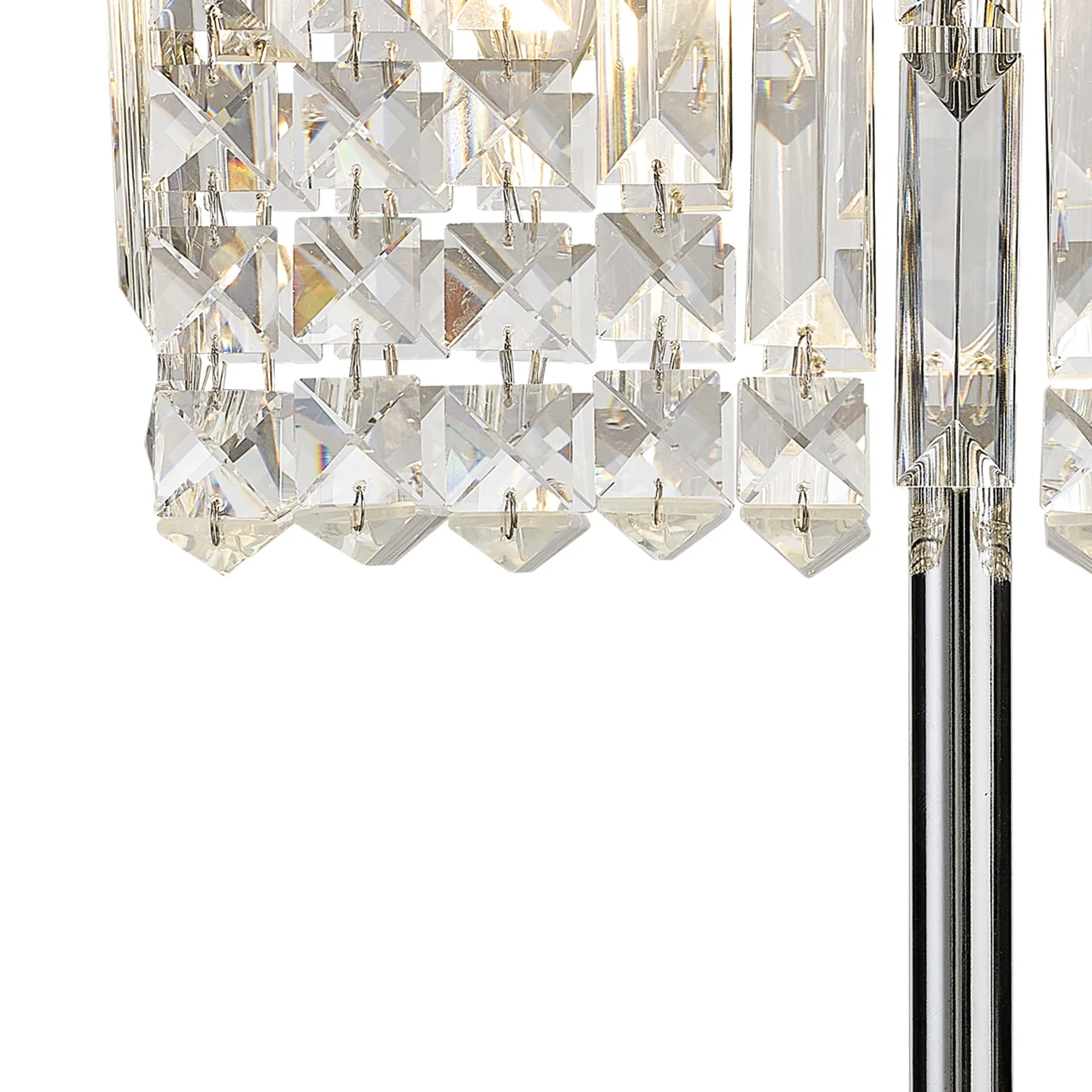 Ashby Rectangular Crystal Table Lamp E14, With Clear Crystal Strands- Polished Chrome/ Gold Finishes - Image 12