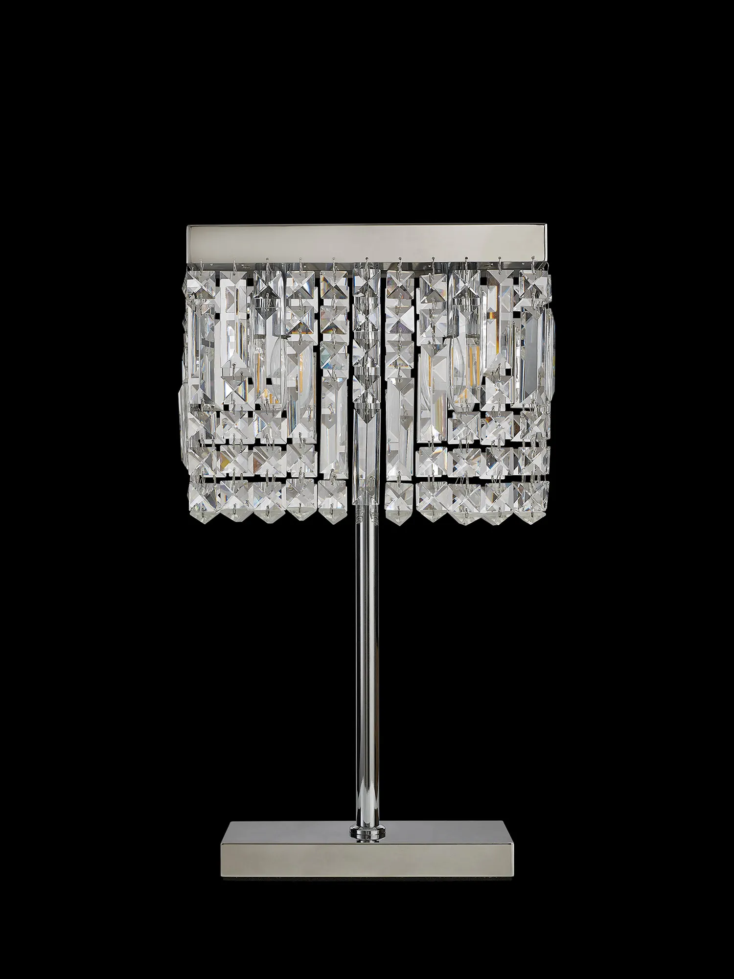 Ashby Rectangular Crystal Table Lamp E14, With Clear Crystal Strands- Polished Chrome/ Gold Finishes - Image 14
