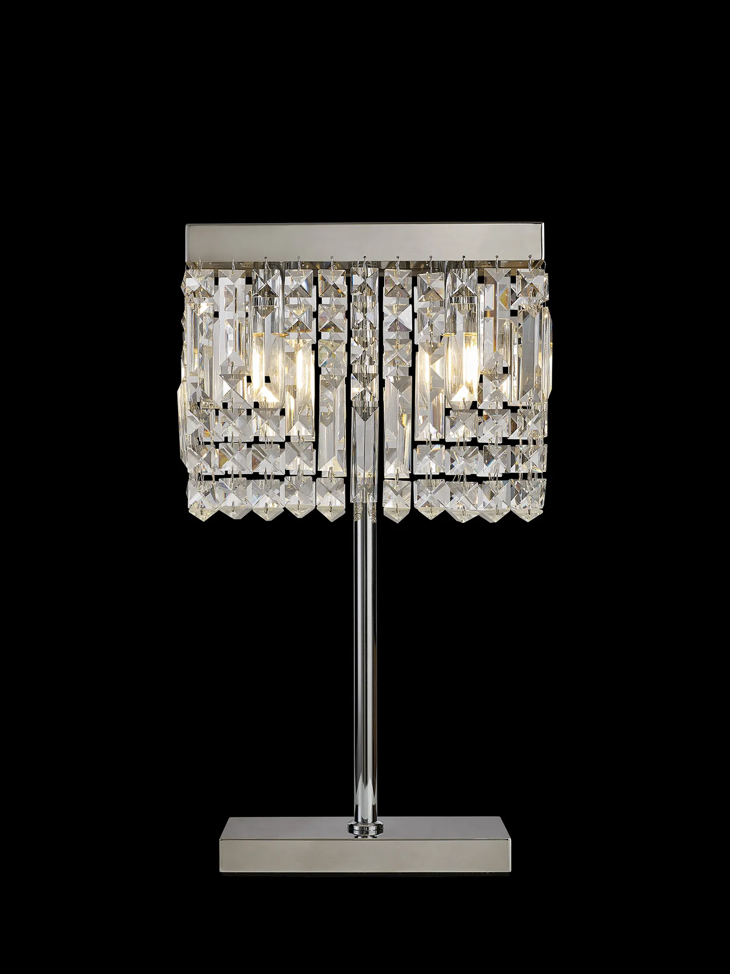 Ashby Rectangular Crystal Table Lamp E14, With Clear Crystal Strands- Polished Chrome/ Gold Finishes - Image 15