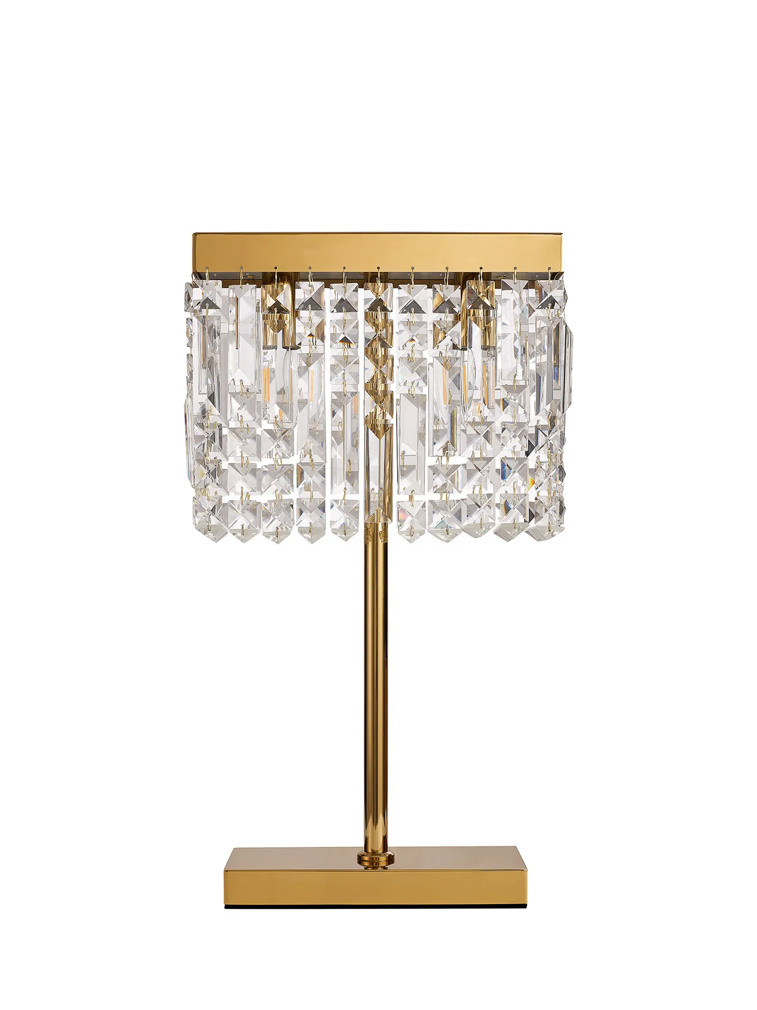 Ashby Rectangular Crystal Table Lamp E14, With Clear Crystal Strands- Polished Chrome/ Gold Finishes - Image 2