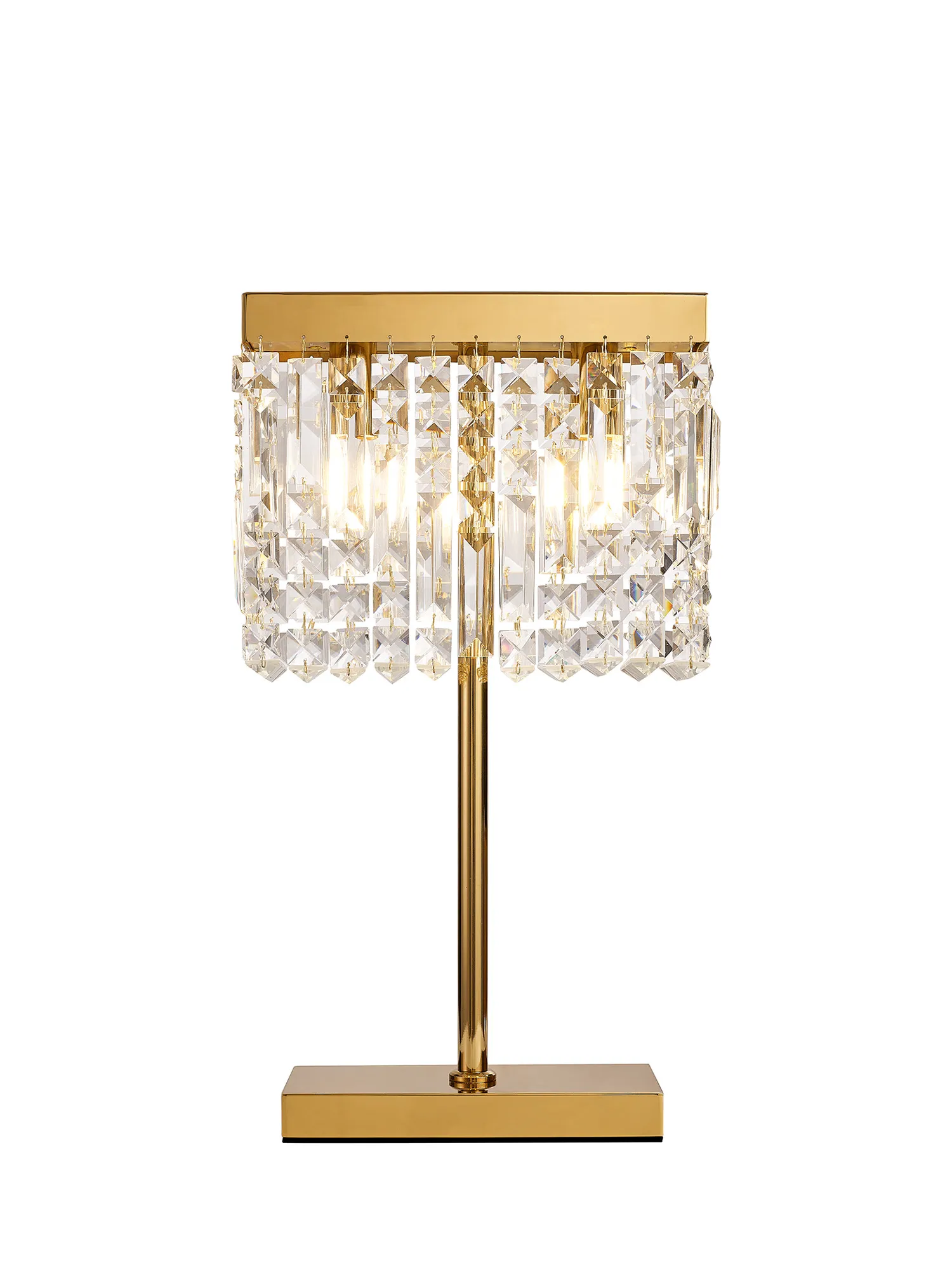 Ashby Rectangular Crystal Table Lamp E14, With Clear Crystal Strands- Polished Chrome/ Gold Finishes - Image 3