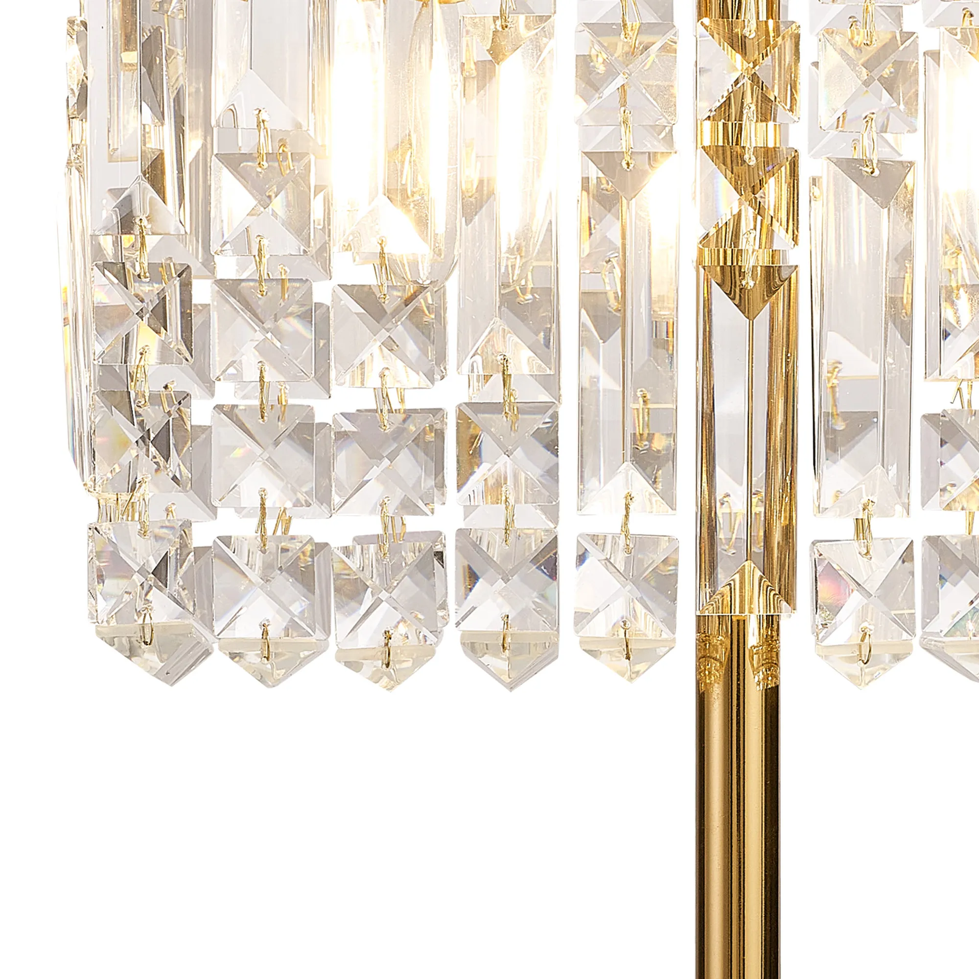 Ashby Rectangular Crystal Table Lamp E14, With Clear Crystal Strands- Polished Chrome/ Gold Finishes - Image 4