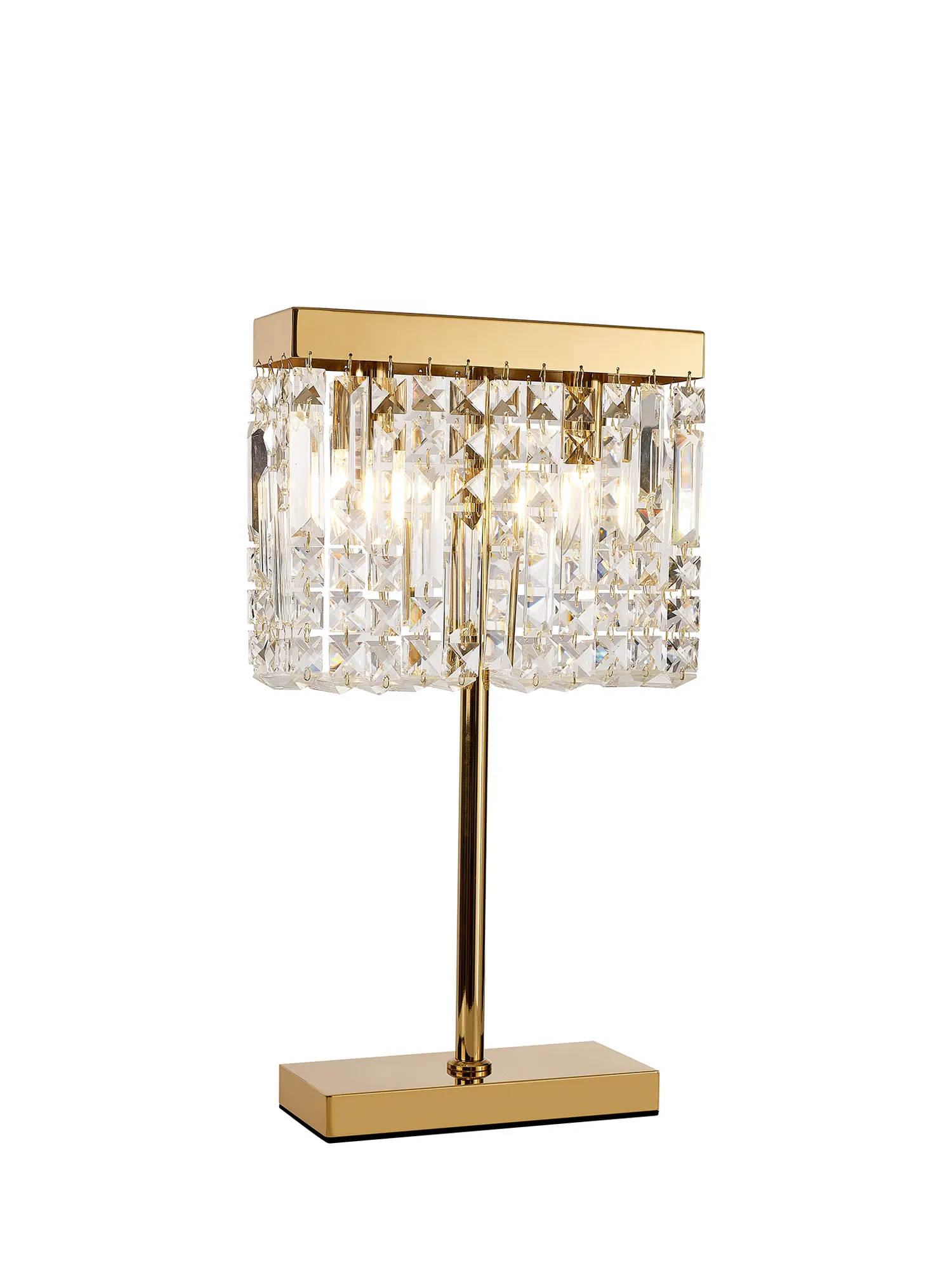 Ashby Rectangular Crystal Table Lamp E14, With Clear Crystal Strands- Polished Chrome/ Gold Finishes - Image 5