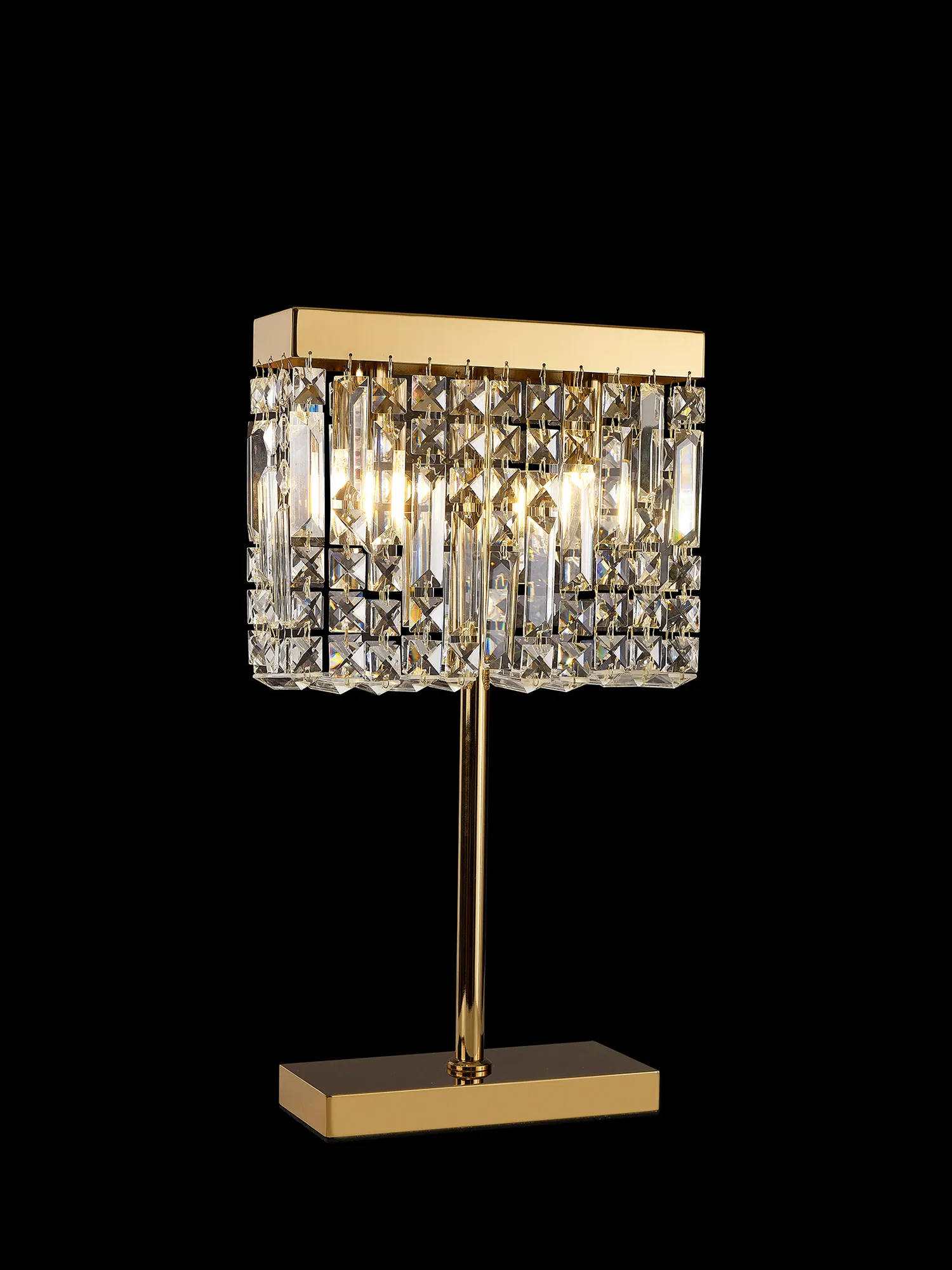 Ashby Rectangular Crystal Table Lamp E14, With Clear Crystal Strands- Polished Chrome/ Gold Finishes - Image 7