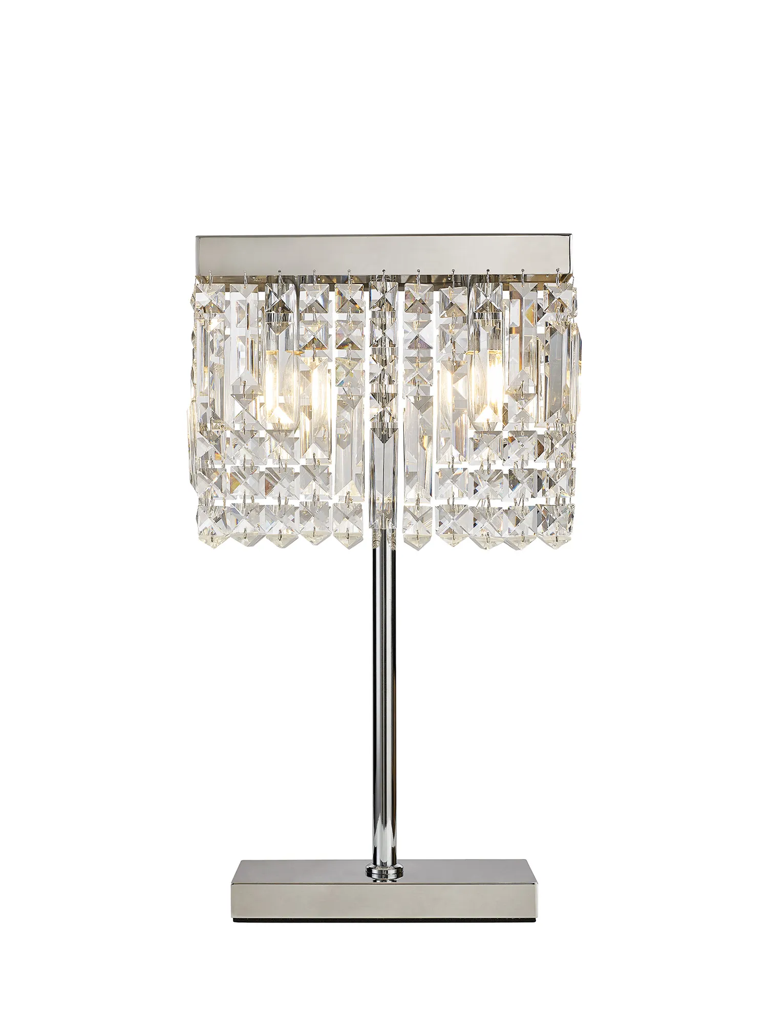 Ashby Rectangular Crystal Table Lamp E14, With Clear Crystal Strands- Polished Chrome/ Gold Finishes - Image 8