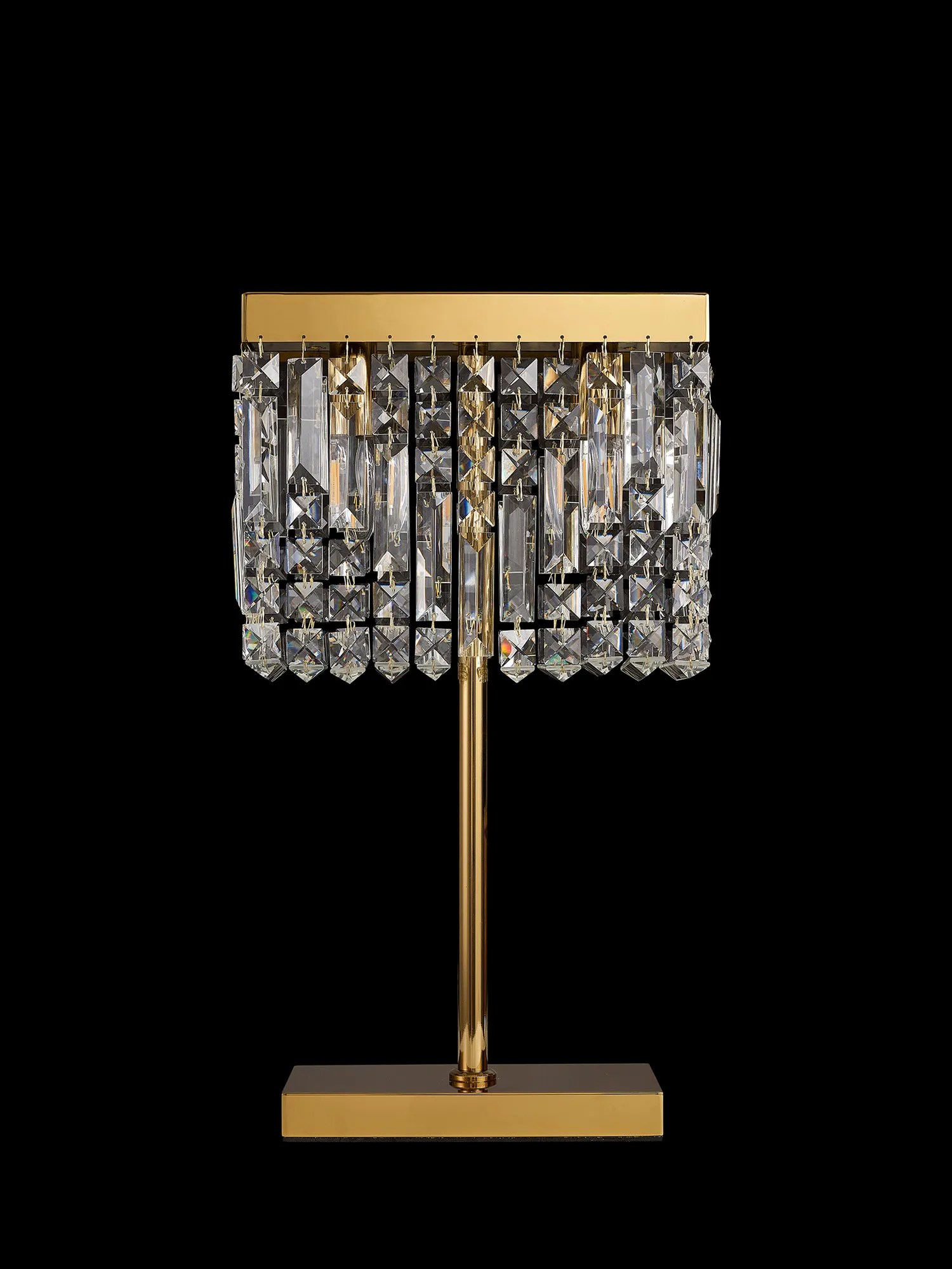 Ashby Rectangular Crystal Table Lamp E14, With Clear Crystal Strands- Polished Chrome/ Gold Finishes - Image 9