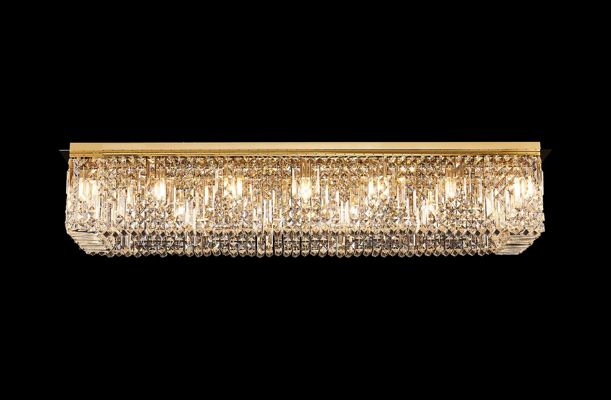 Ashby Rectangular Flush Chandelier 16 Light E14, Polished Chrome/ Gold Crystal - Image 10