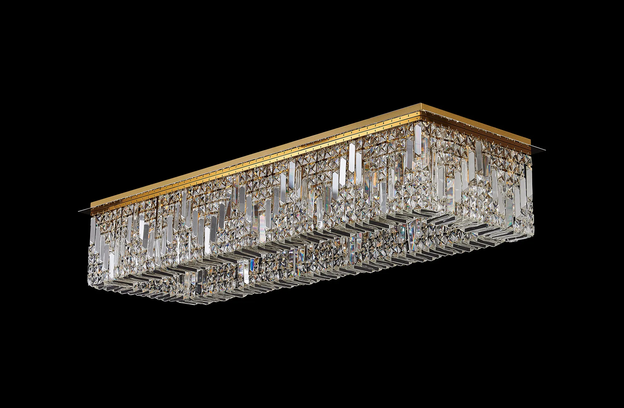 Ashby Rectangular Flush Chandelier 16 Light E14, Polished Chrome/ Gold Crystal - Image 11