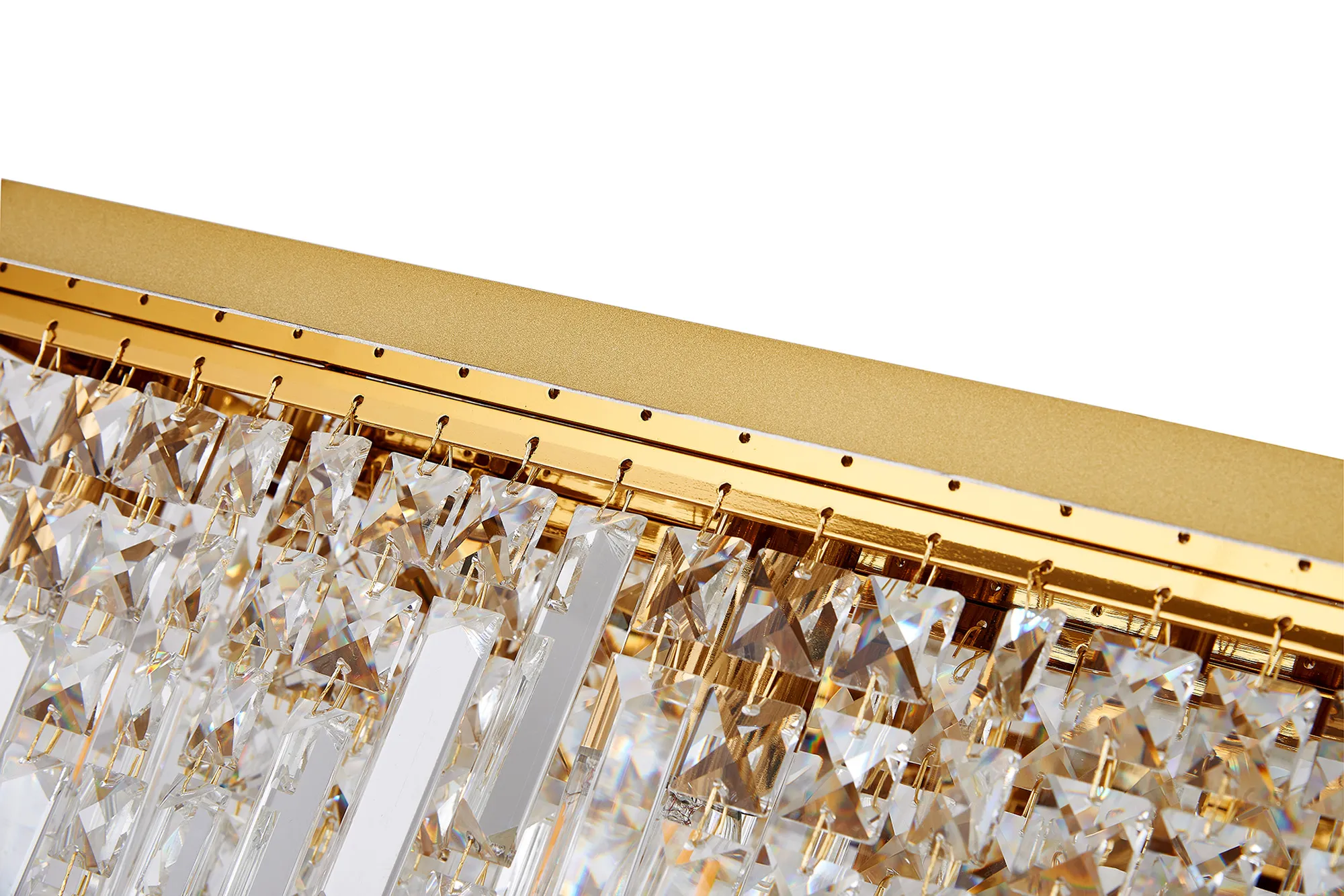 Ashby Rectangular Flush Chandelier 16 Light E14, Polished Chrome/ Gold Crystal - Image 12