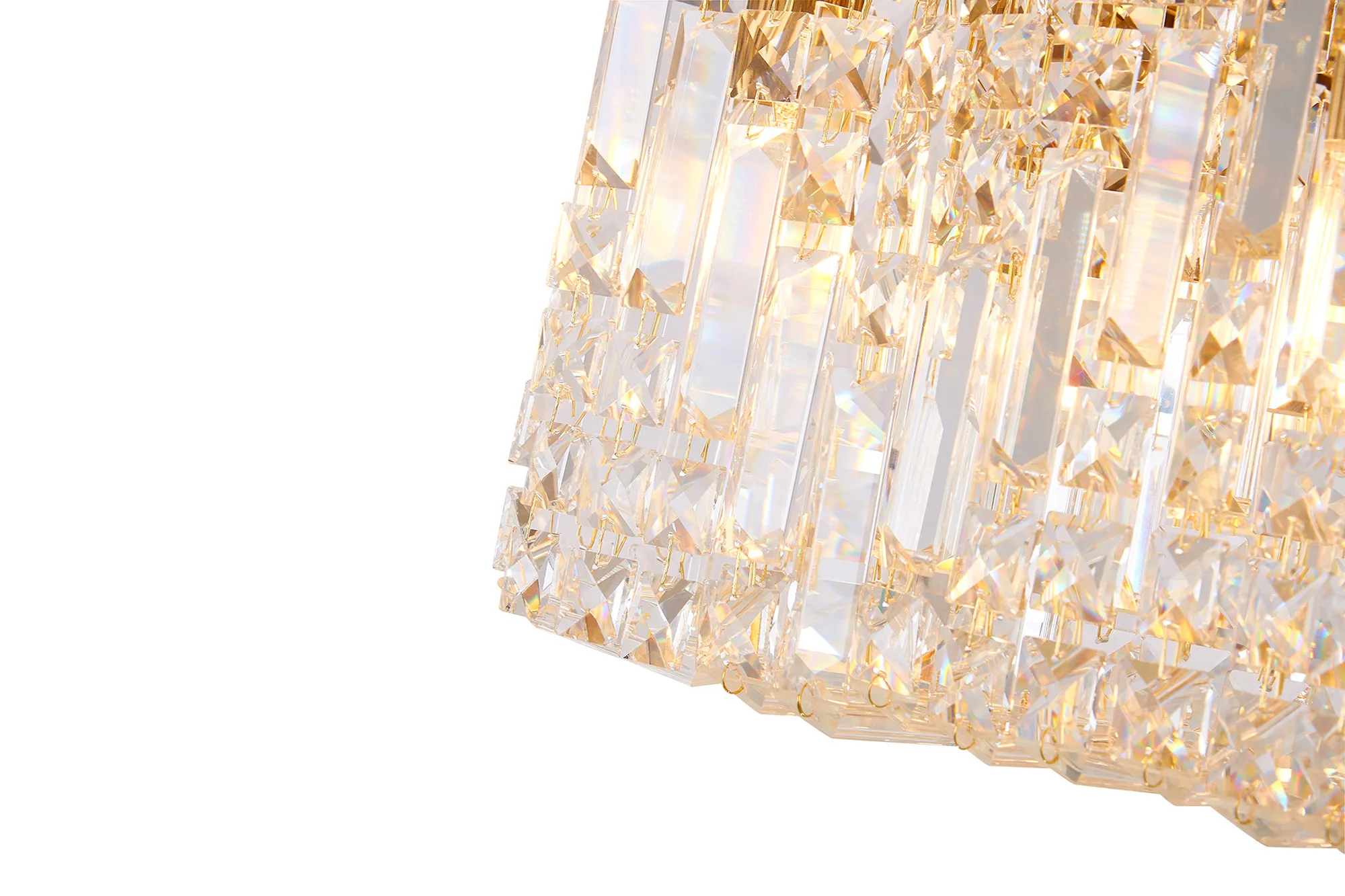 Ashby Rectangular Flush Chandelier 16 Light E14, Polished Chrome/ Gold Crystal - Image 13