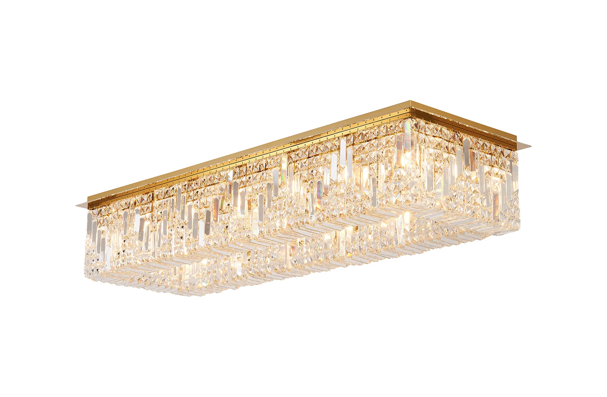Ashby Rectangular Flush Chandelier 16 Light E14, Polished Chrome/ Gold Crystal - Image 14