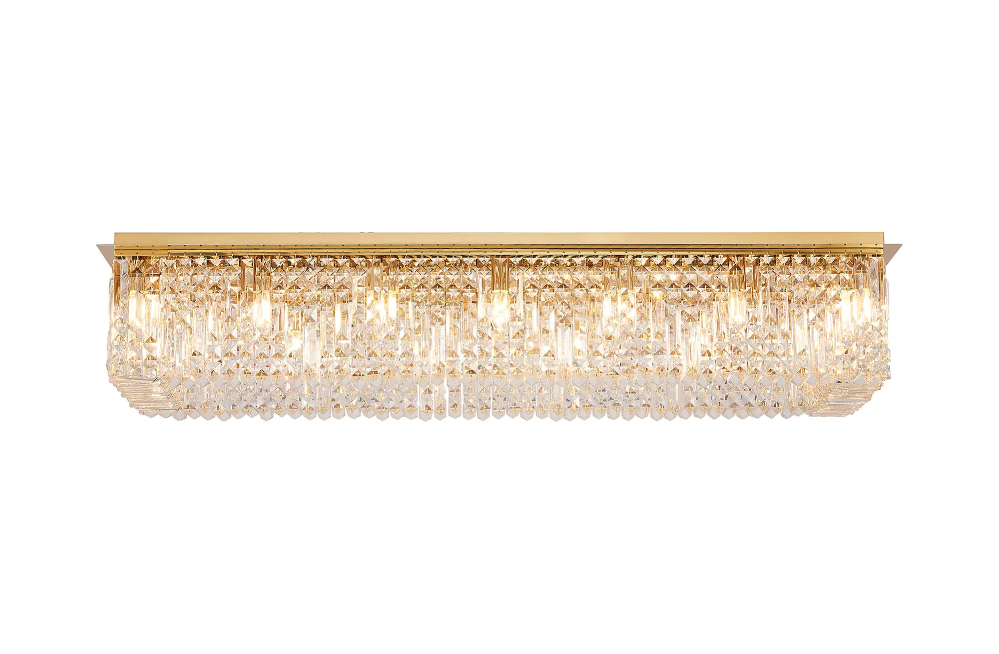 Ashby Rectangular Flush Chandelier 16 Light E14, Polished Chrome/ Gold Crystal - Image 2