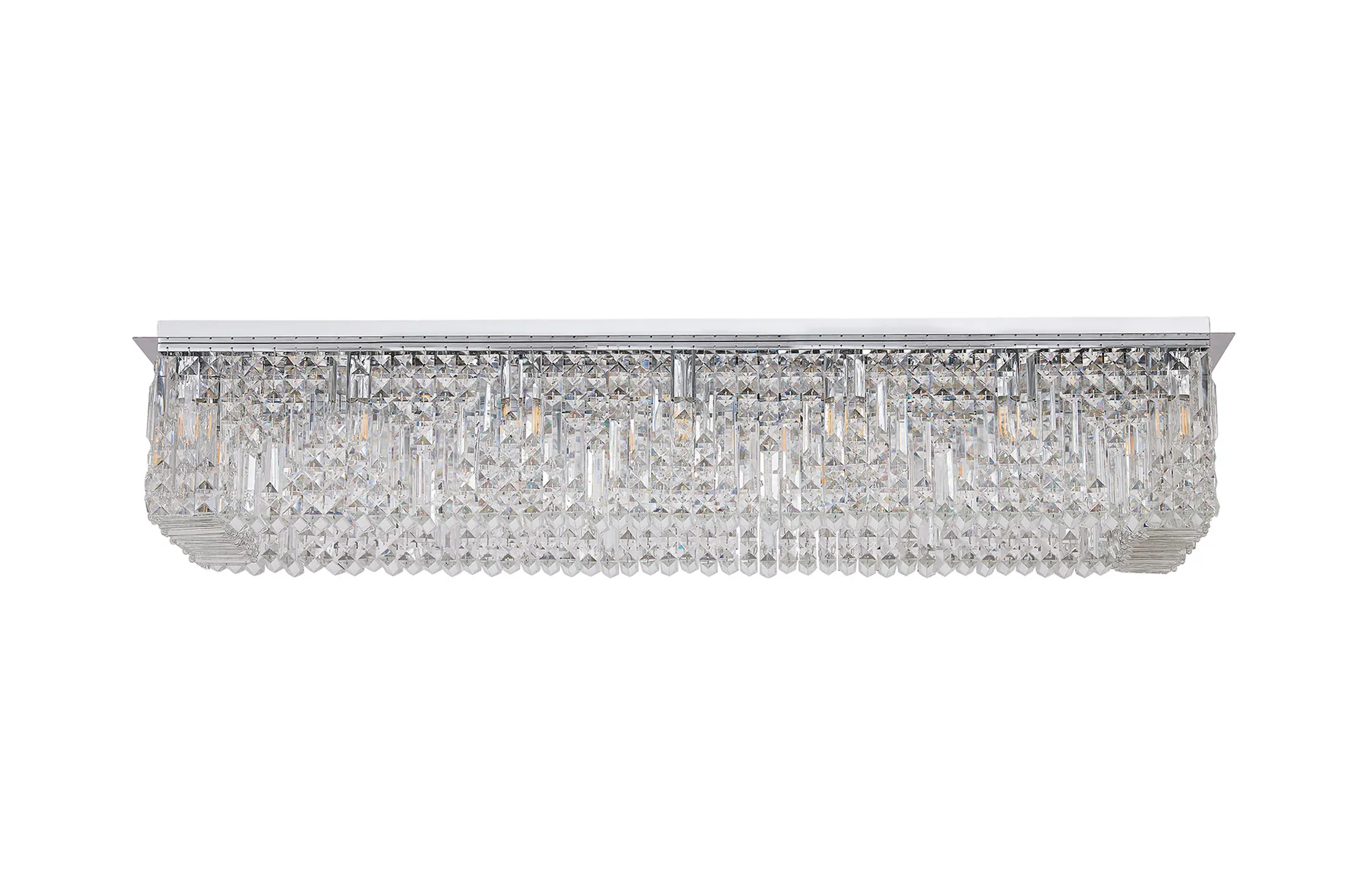Ashby Rectangular Flush Chandelier 16 Light E14, Polished Chrome/ Gold Crystal - Image 3