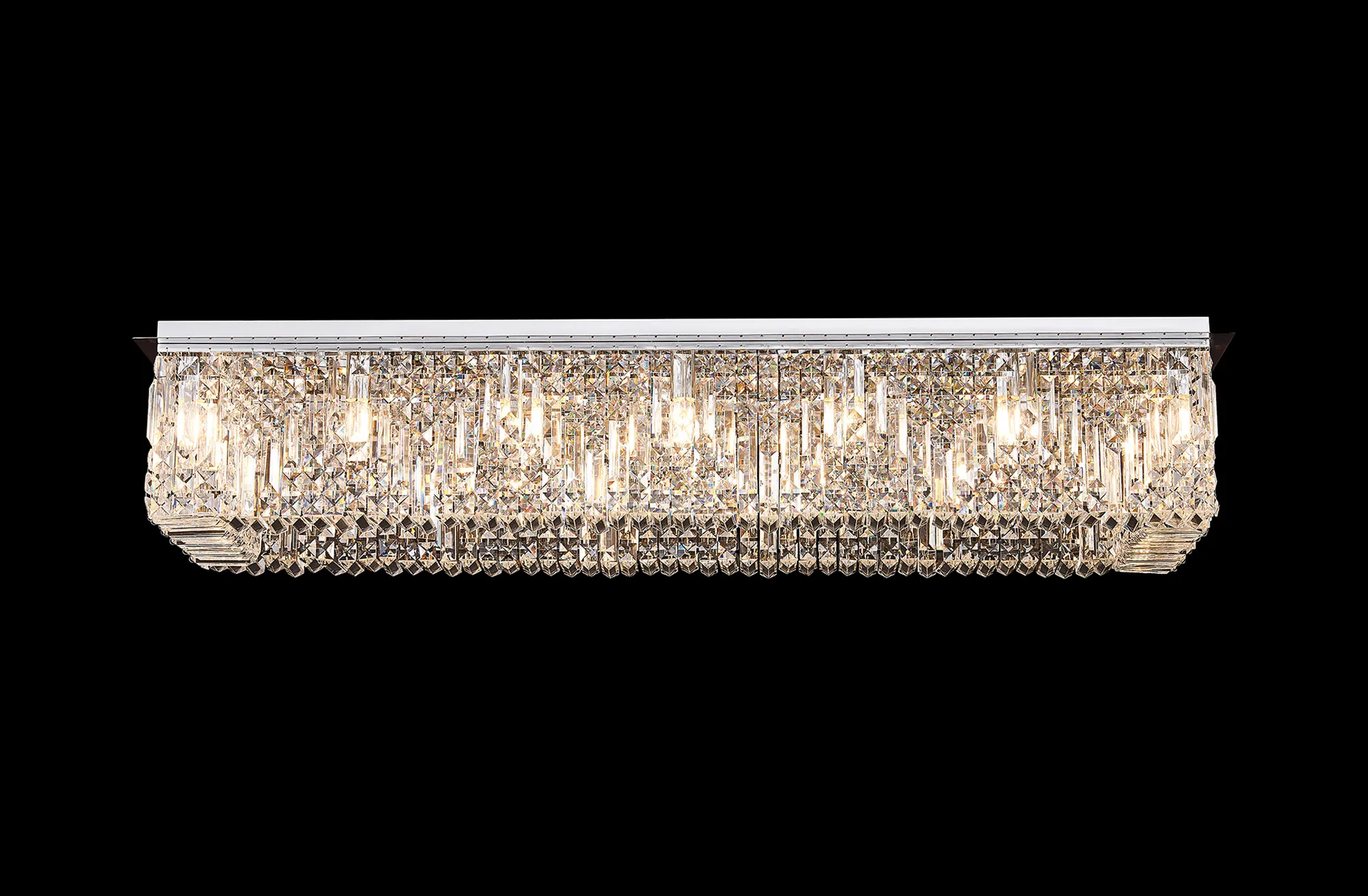 Ashby Rectangular Flush Chandelier 16 Light E14, Polished Chrome/ Gold Crystal - Image 5