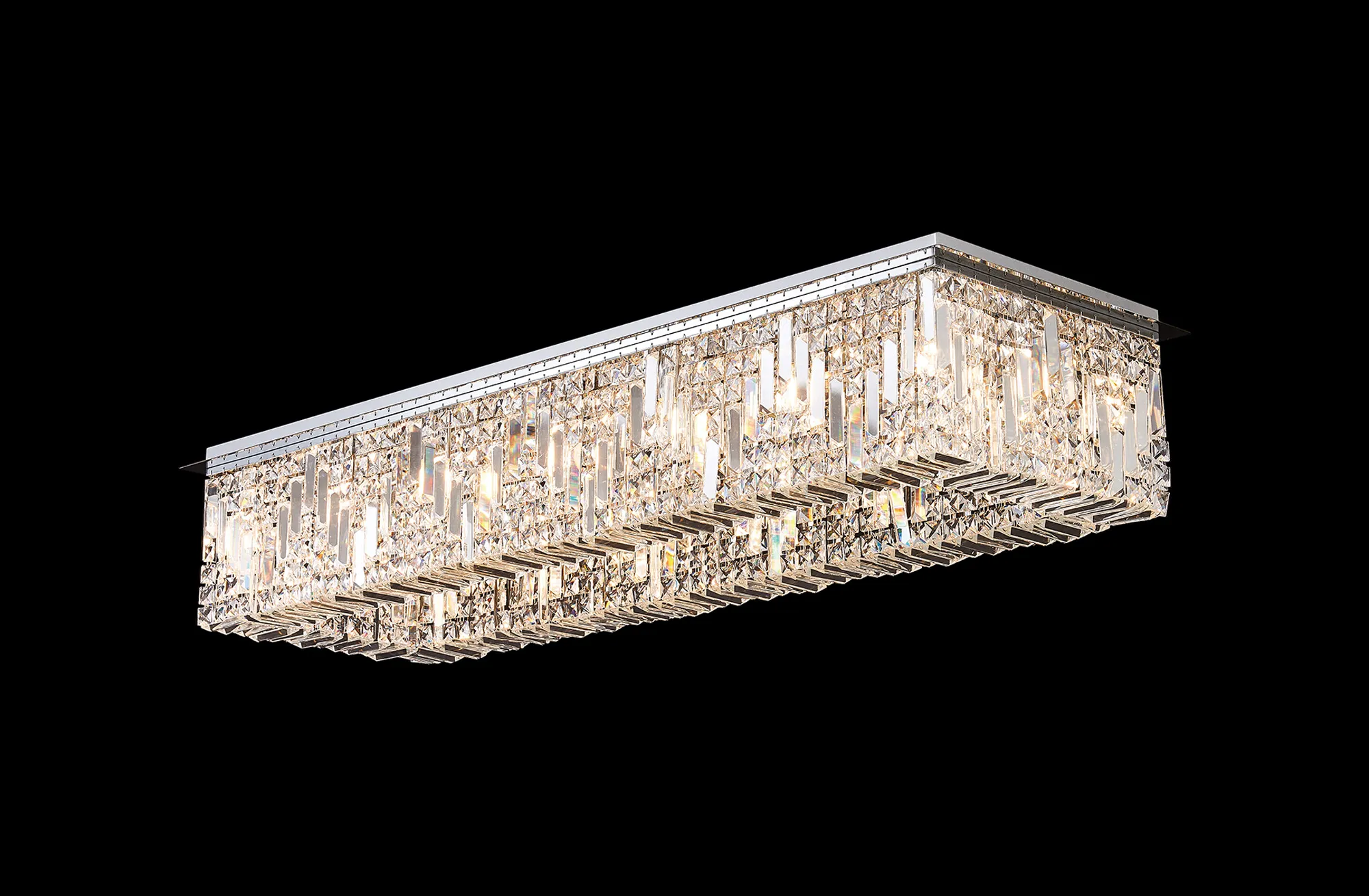 Ashby Rectangular Flush Chandelier 16 Light E14, Polished Chrome/ Gold Crystal - Image 6