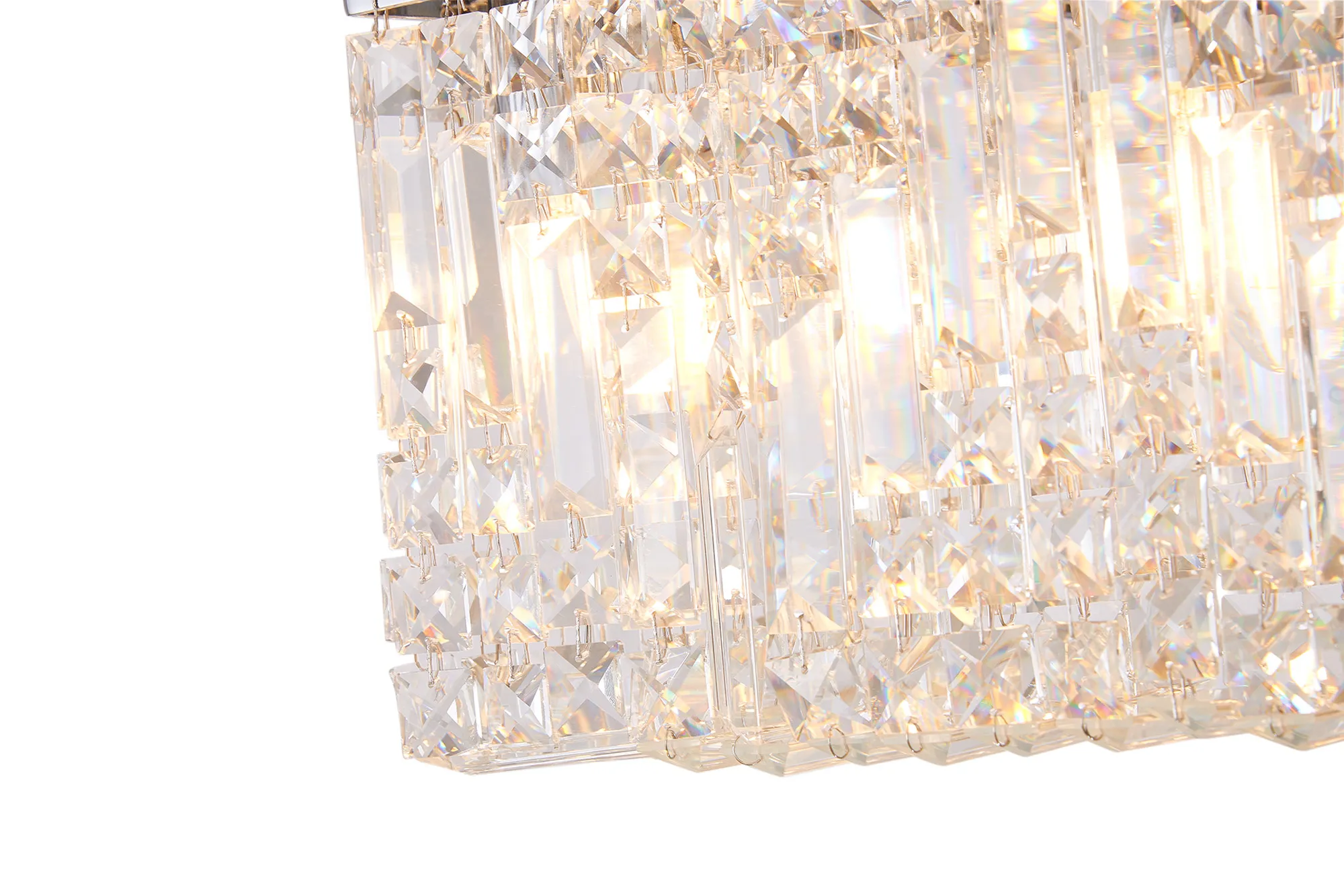 Ashby Rectangular Flush Chandelier 16 Light E14, Polished Chrome/ Gold Crystal - Image 7