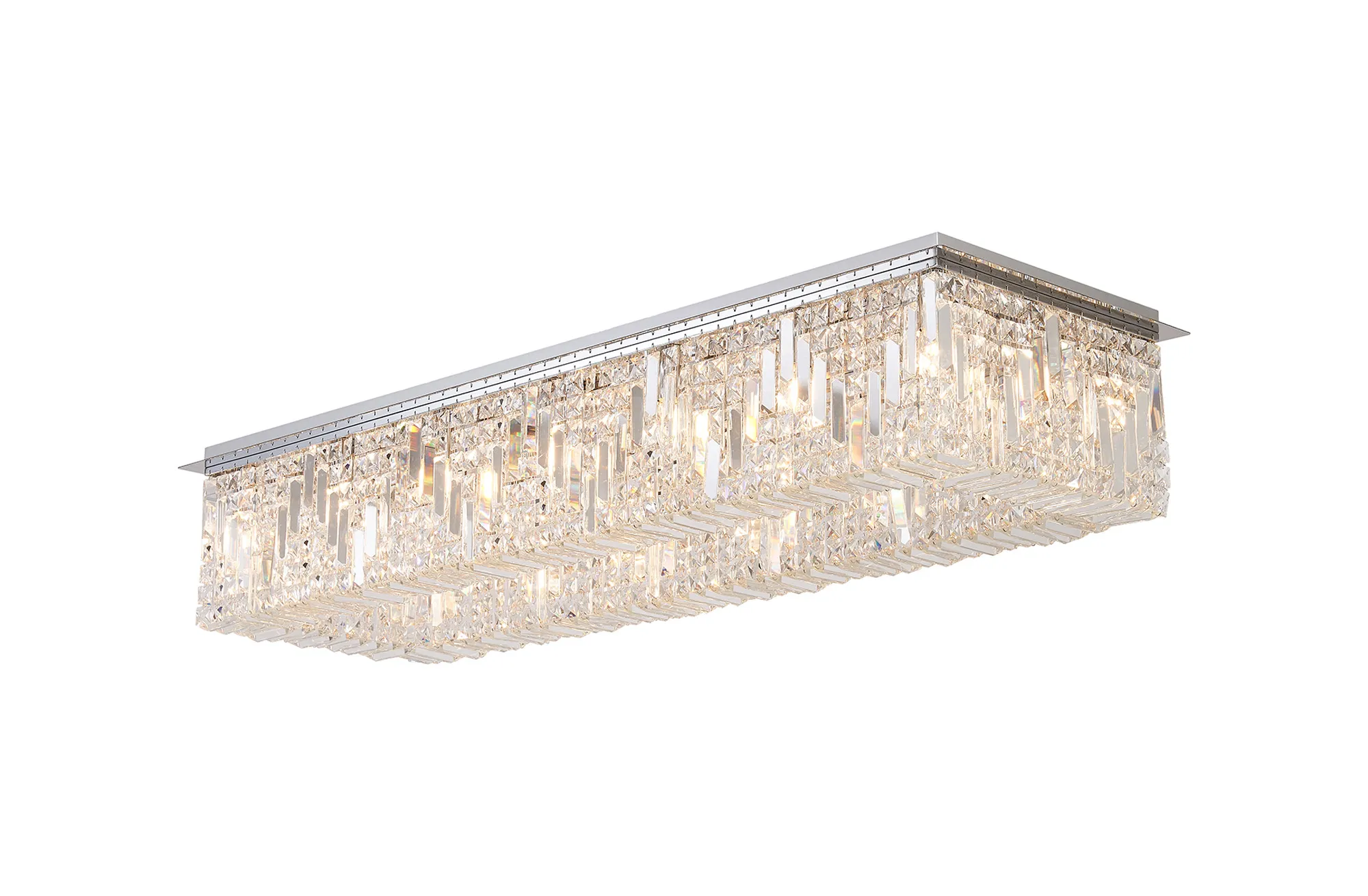 Ashby Rectangular Flush Chandelier 16 Light E14, Polished Chrome/ Gold Crystal - Image 8