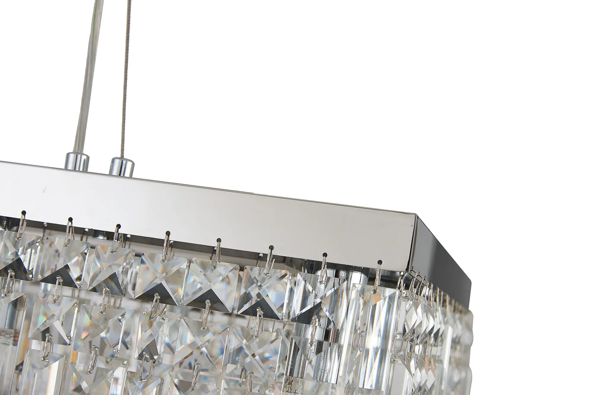 Ashby Rectangular Pendant Chandelier, 12/14 Light - Polished Chrome/ Gold Finishes - Image 11