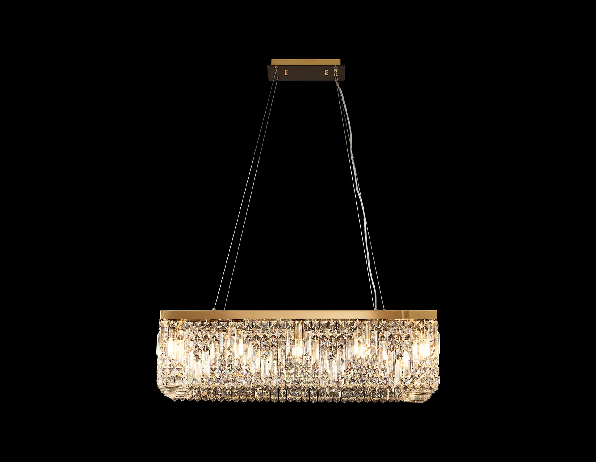 Ashby Rectangular Pendant Chandelier, 12/14 Light - Polished Chrome/ Gold Finishes - Image 12