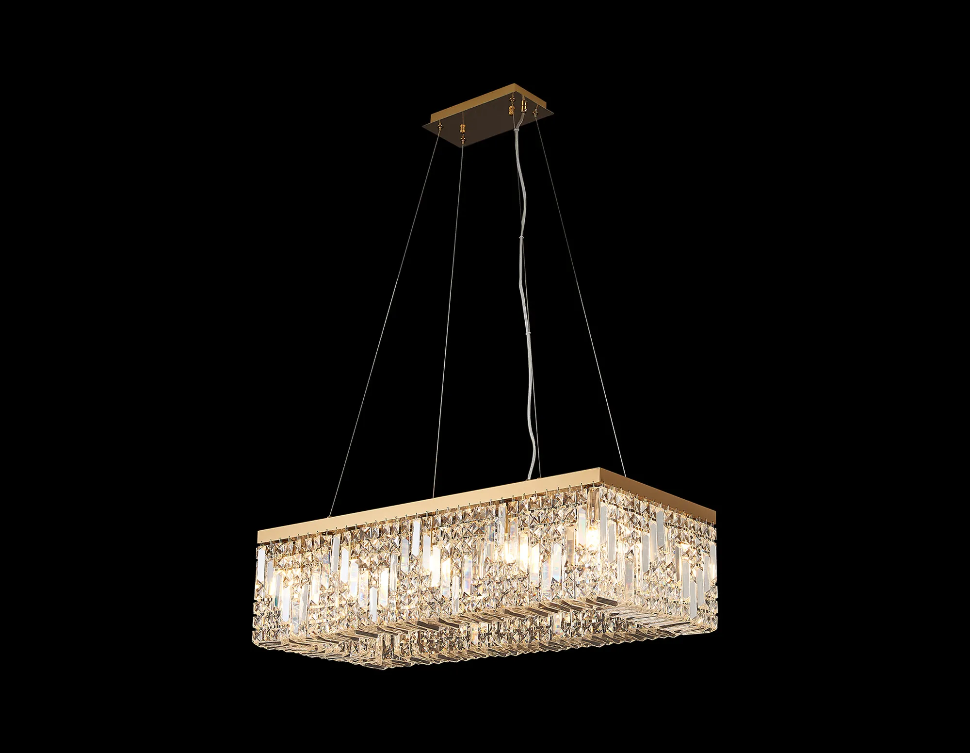 Ashby Rectangular Pendant Chandelier, 12/14 Light - Polished Chrome/ Gold Finishes - Image 13