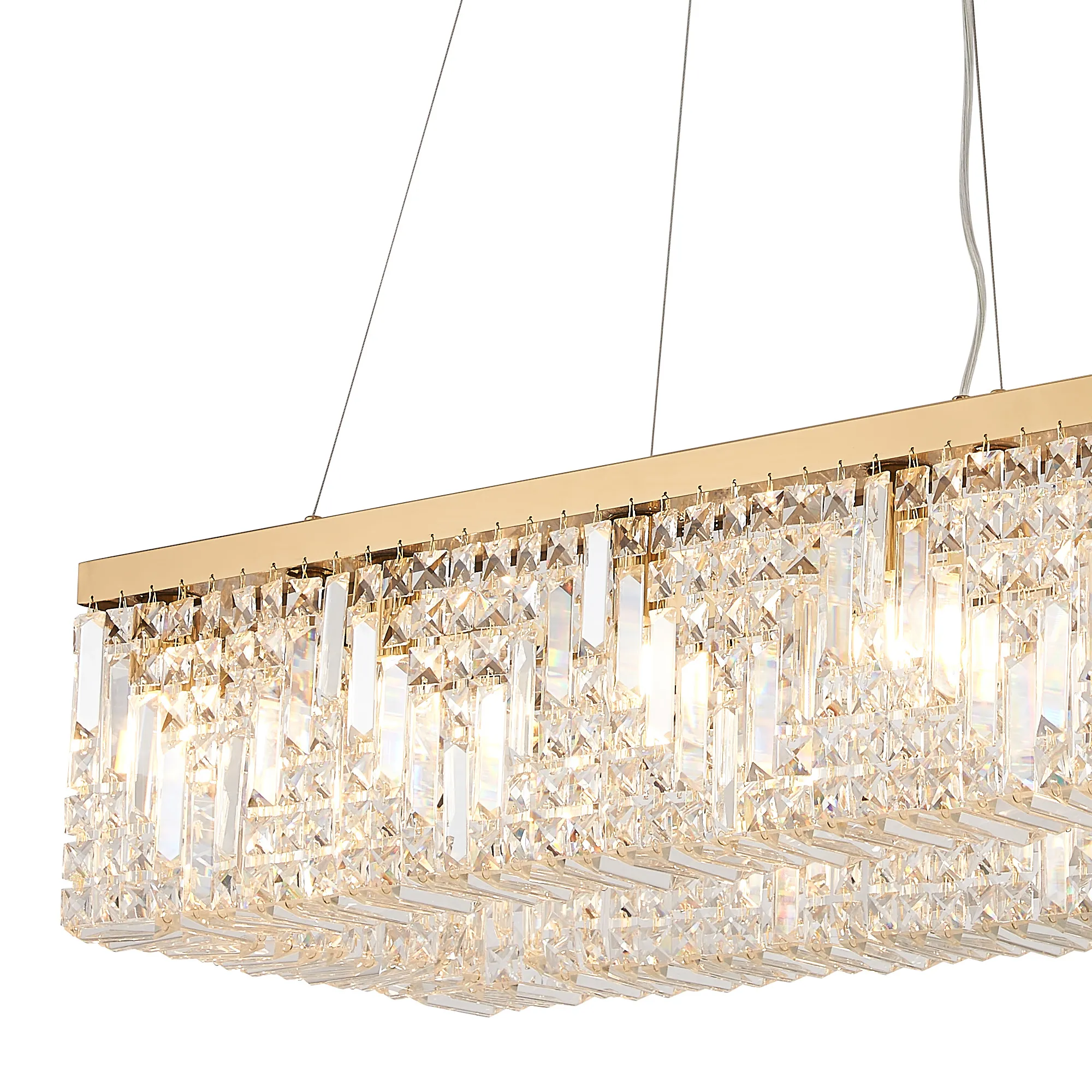 Ashby Rectangular Pendant Chandelier, 12/14 Light - Polished Chrome/ Gold Finishes - Image 15