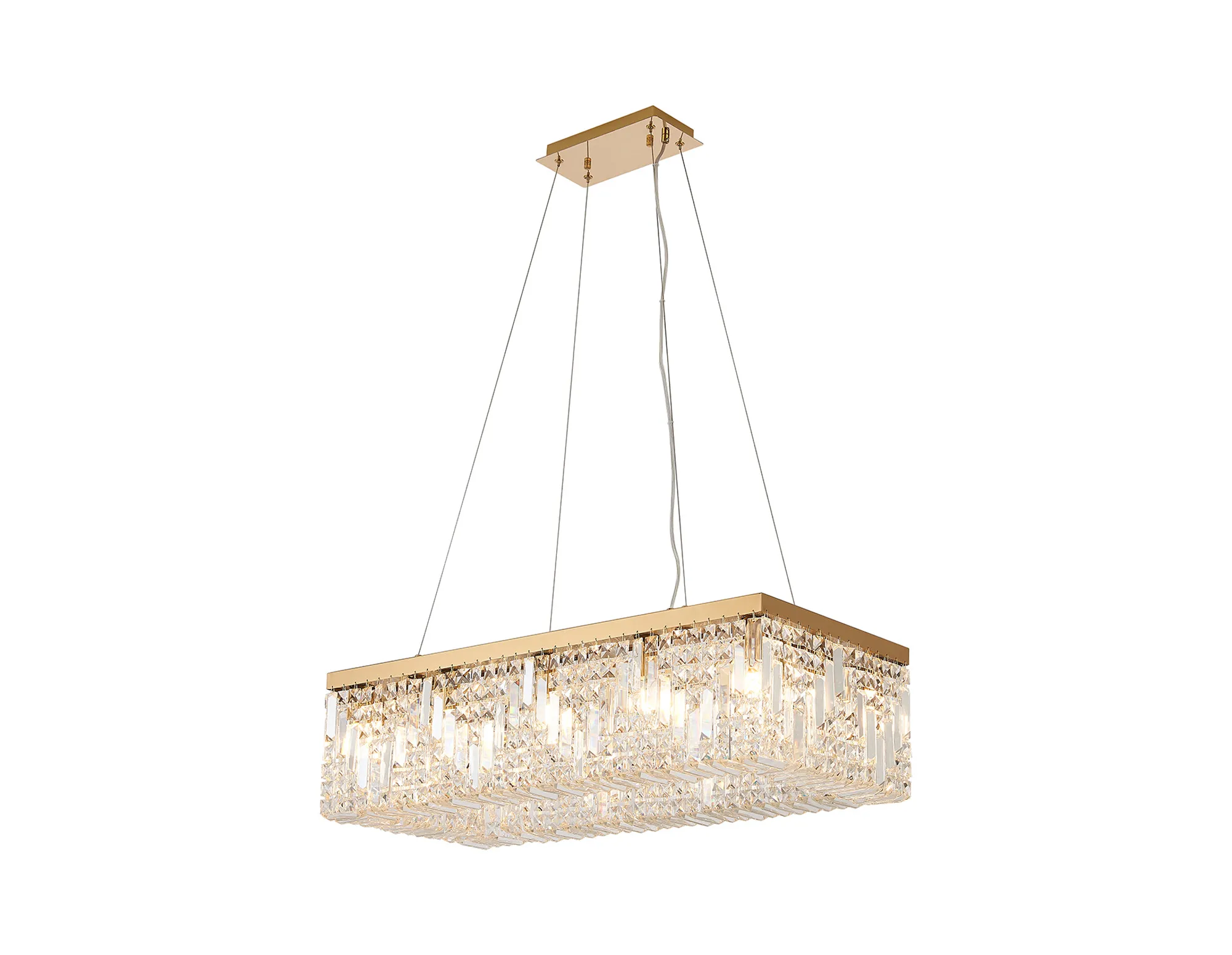 Ashby Rectangular Pendant Chandelier, 12/14 Light - Polished Chrome/ Gold Finishes - Image 17