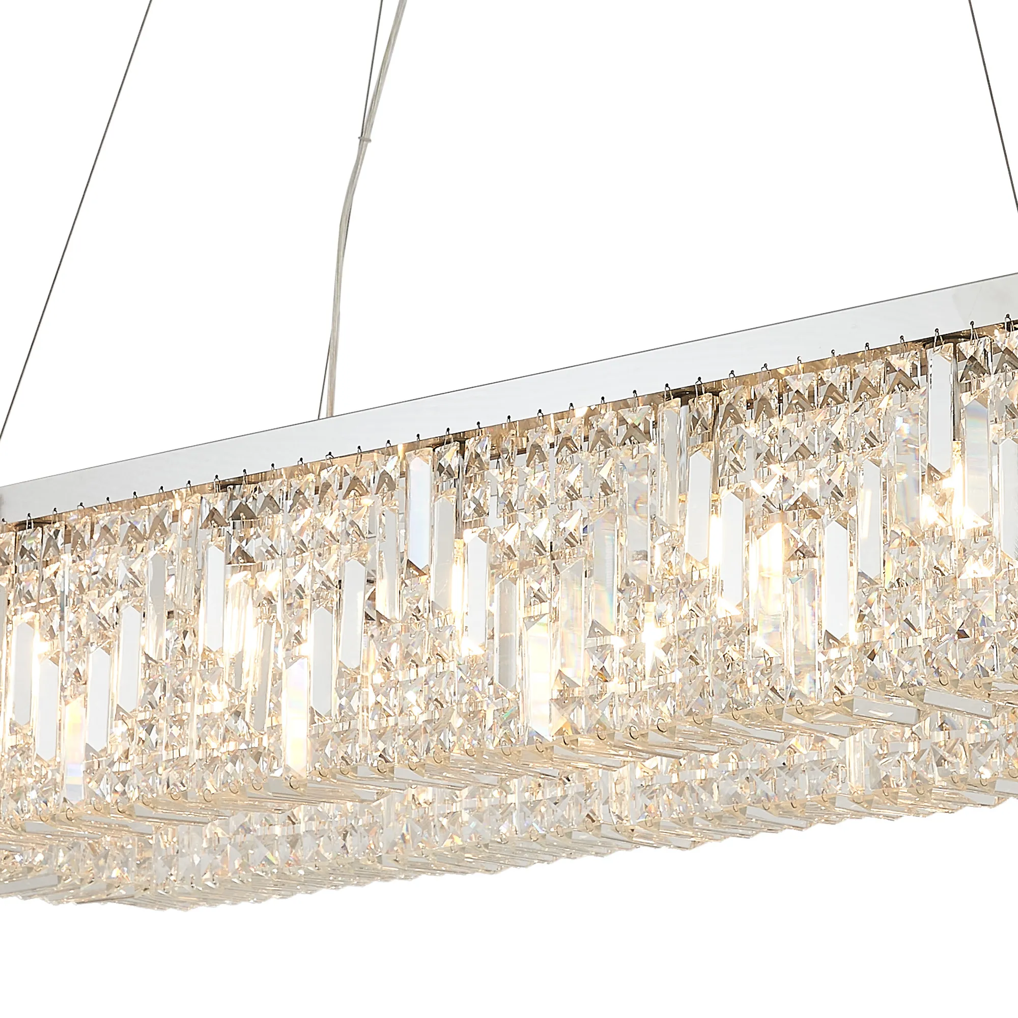 Ashby Rectangular Pendant Chandelier, 12/14 Light - Polished Chrome/ Gold Finishes - Image 19