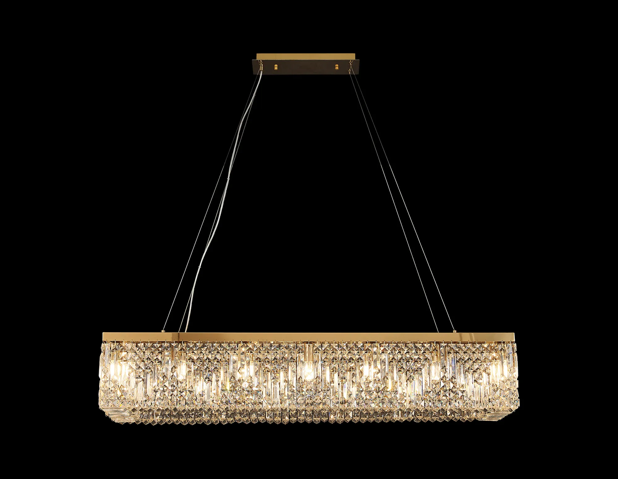 Ashby Rectangular Pendant Chandelier, 12/14 Light - Polished Chrome/ Gold Finishes - Image 20