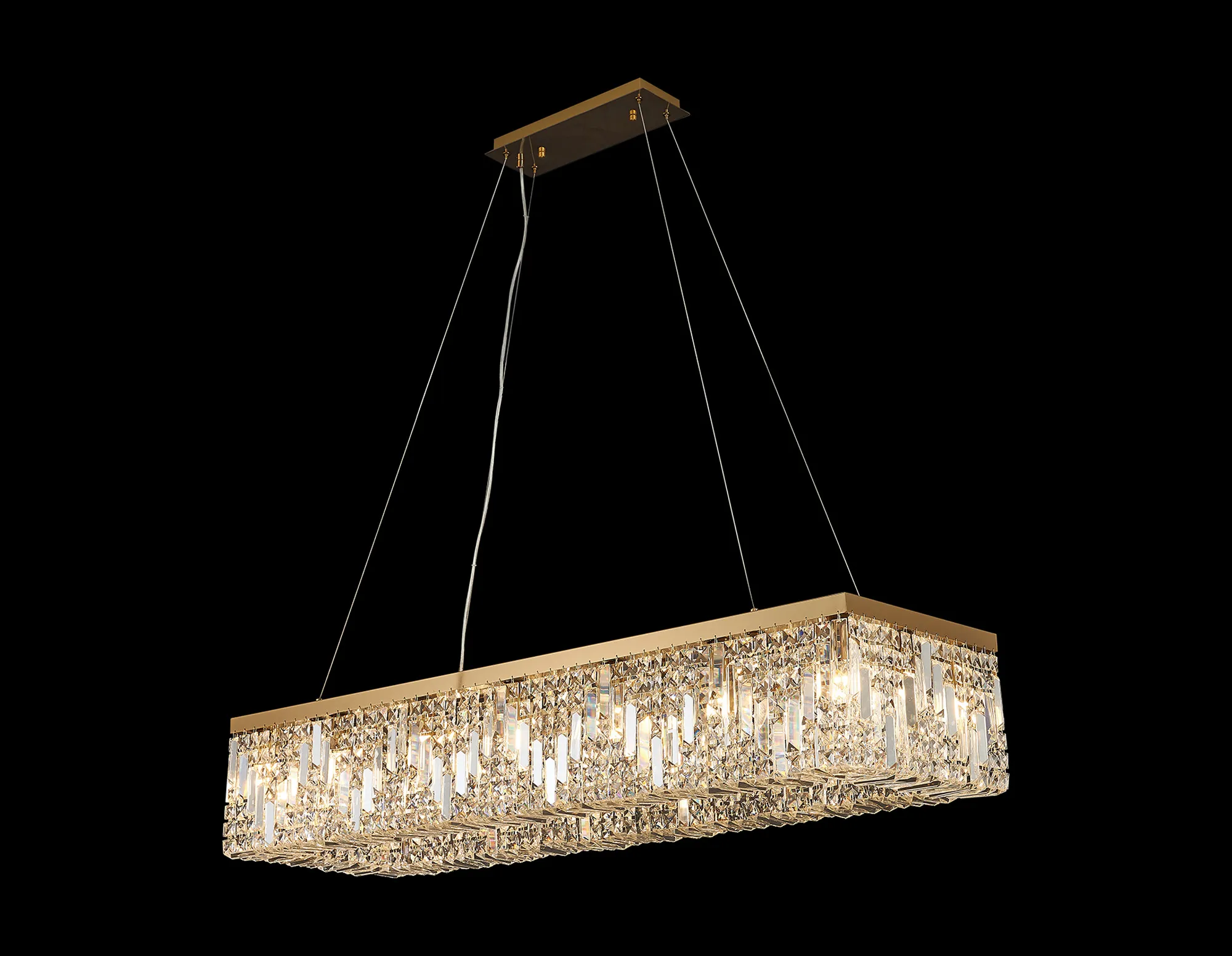 Ashby Rectangular Pendant Chandelier, 12/14 Light - Polished Chrome/ Gold Finishes - Image 21