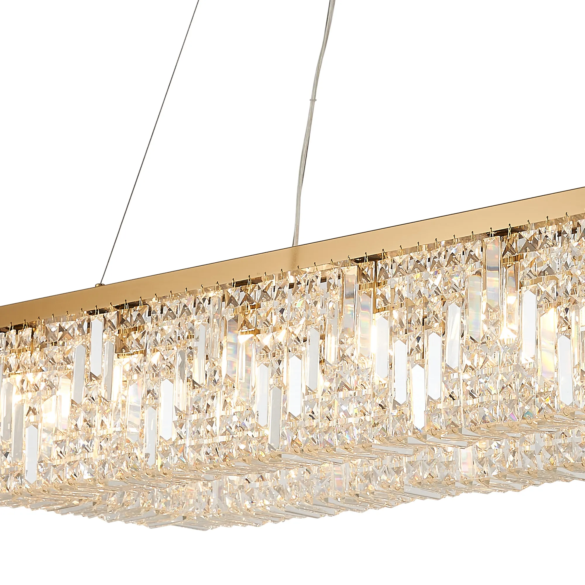 Ashby Rectangular Pendant Chandelier, 12/14 Light - Polished Chrome/ Gold Finishes - Image 26