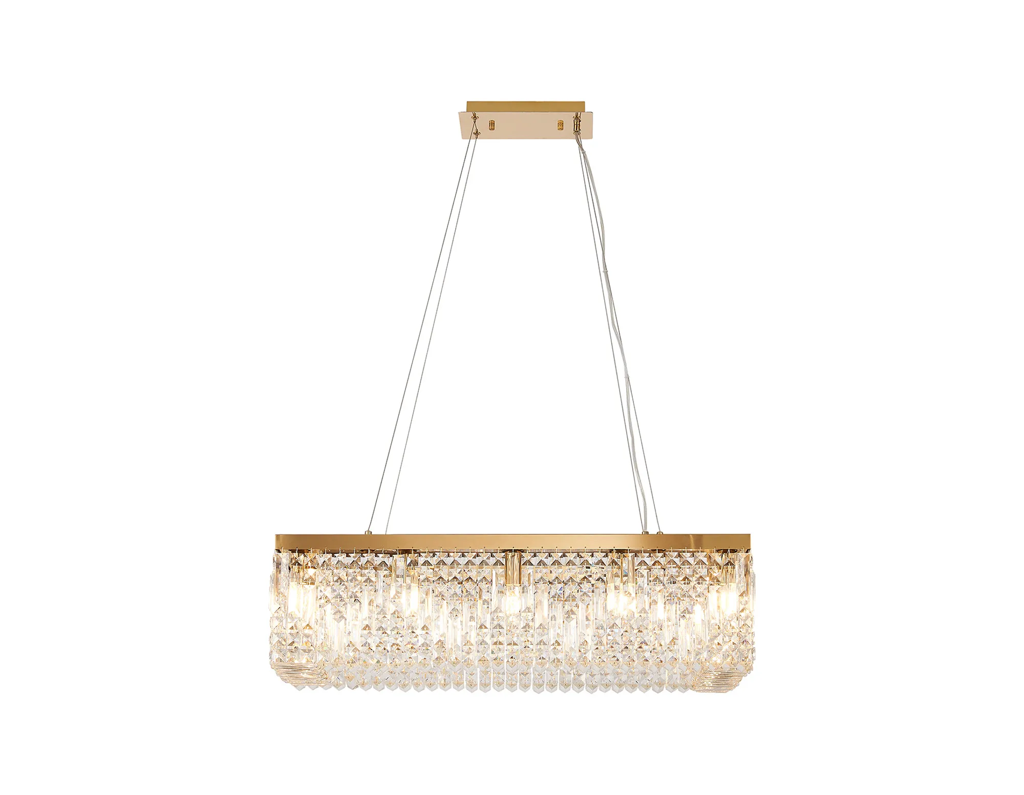 Ashby Rectangular Pendant Chandelier, 12/14 Light - Polished Chrome/ Gold Finishes - Image 3