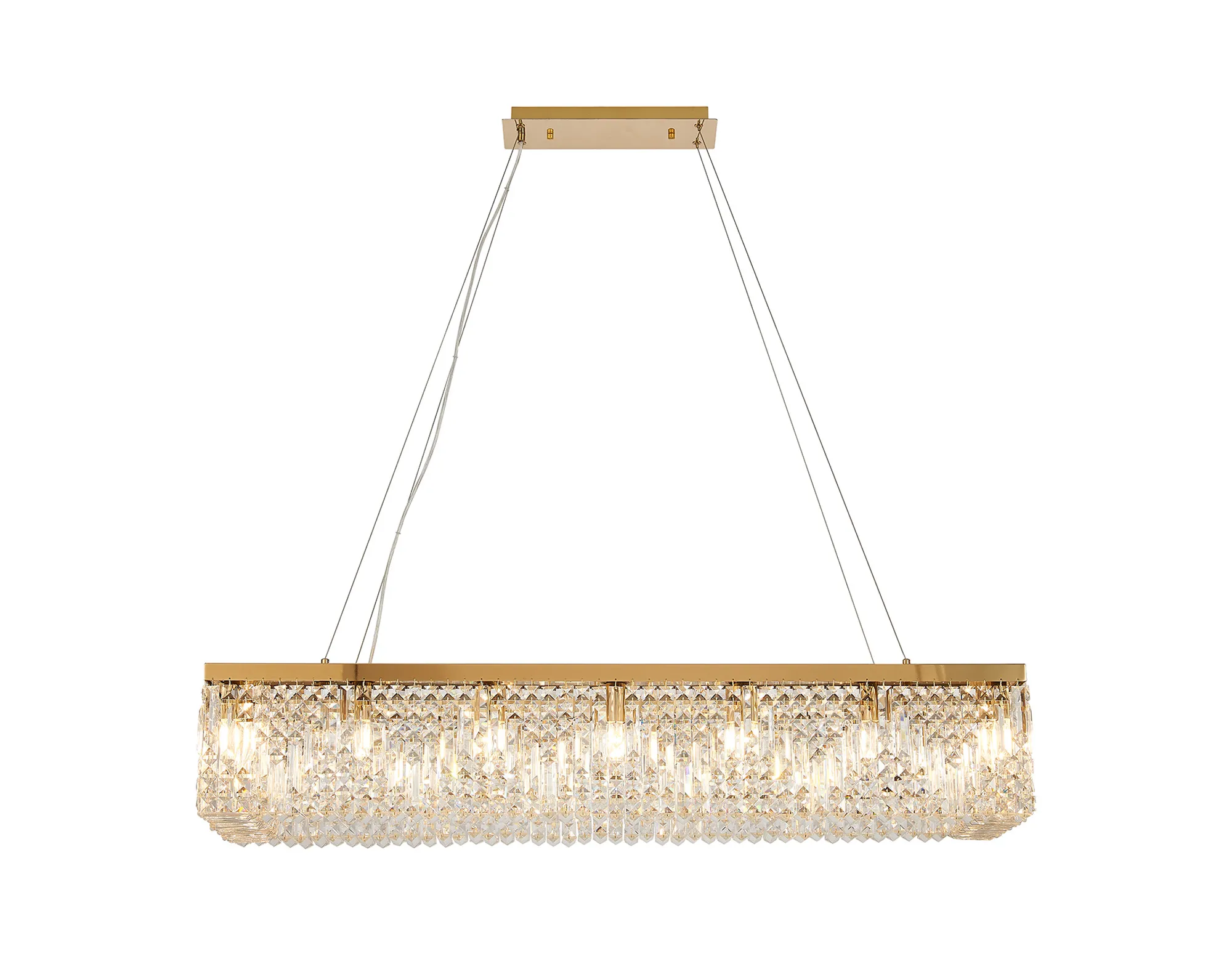Ashby Rectangular Pendant Chandelier, 12/14 Light - Polished Chrome/ Gold Finishes - Image 4